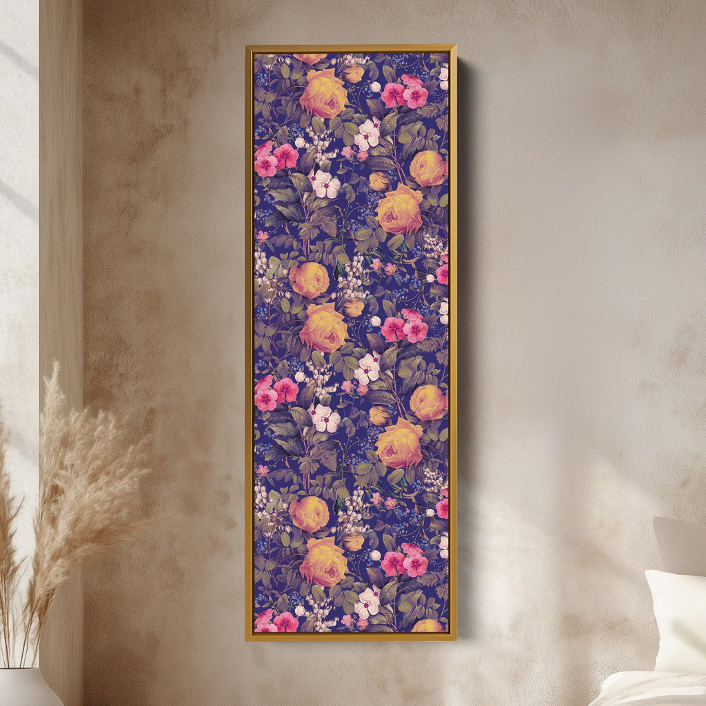 Vertical Wall Art Yellow Roses Botanical Canvas For Living Room