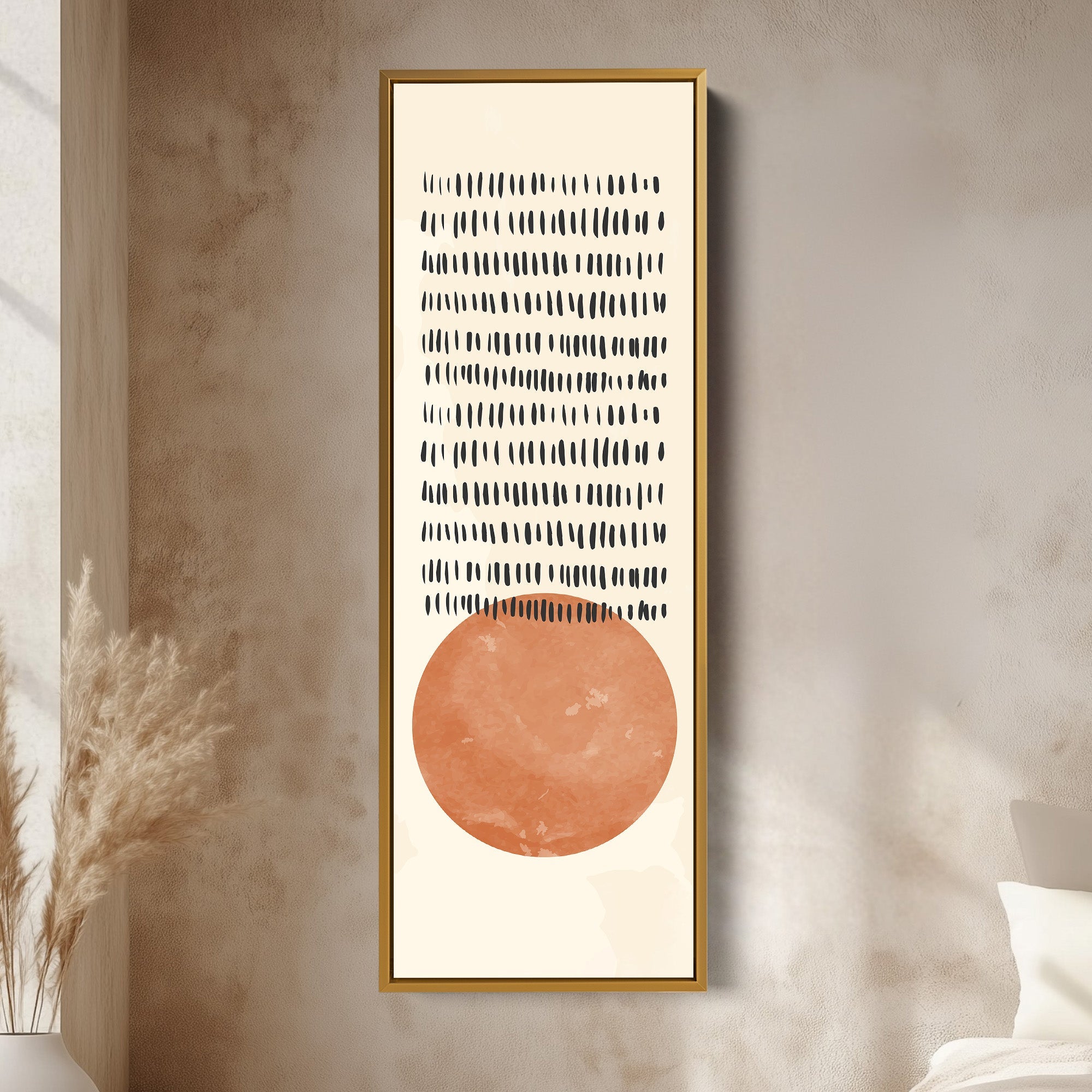 Narrow Wall Art Beige Rust Skinny Wall Art For Living Room