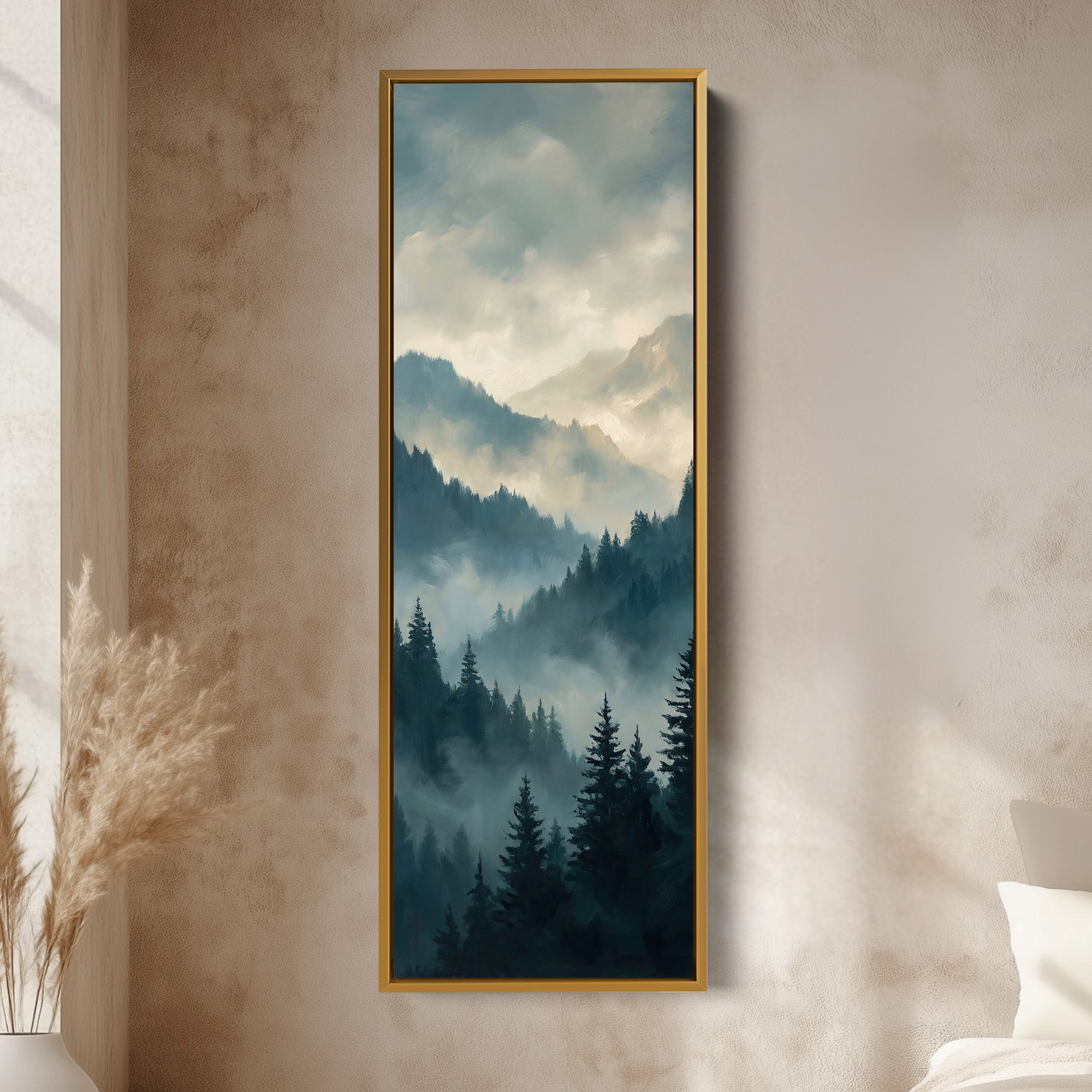 Large Wall Art Misty Alpine Forest Oversized Wall Decor For Living Room