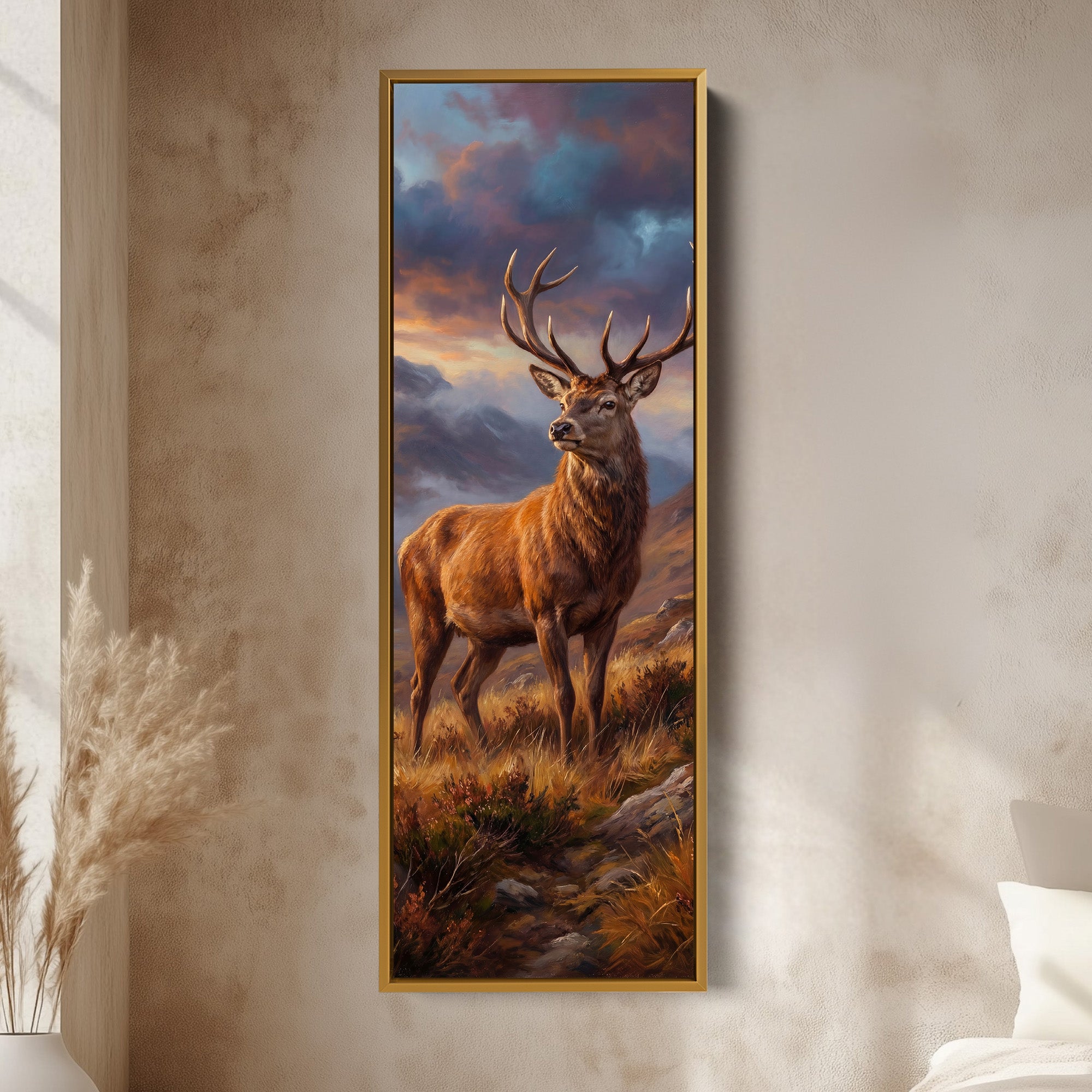 Red Deer Vertical Wall Art Panoramic Canvas Print For Living Room