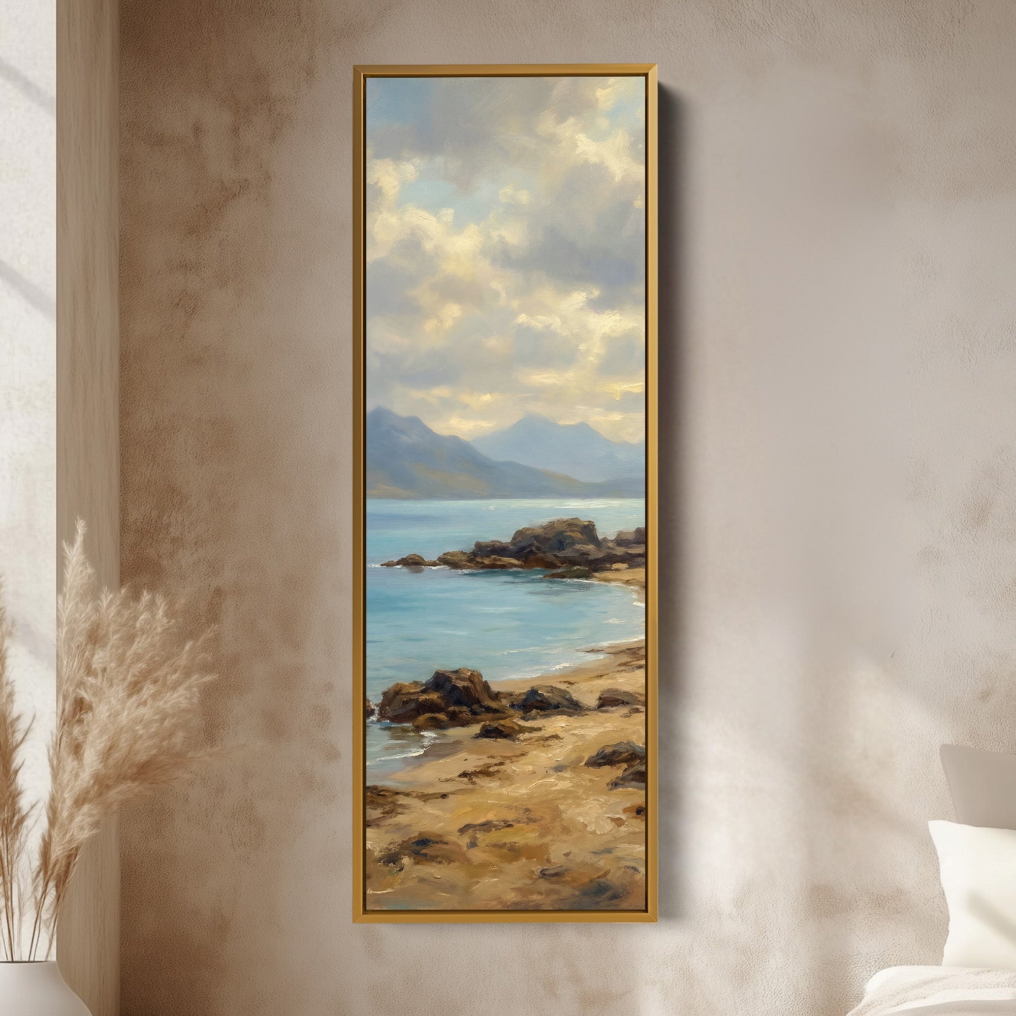 Rocky Beach Coastline Above Soft Wall Art Extra Wide Canvas Kitchen