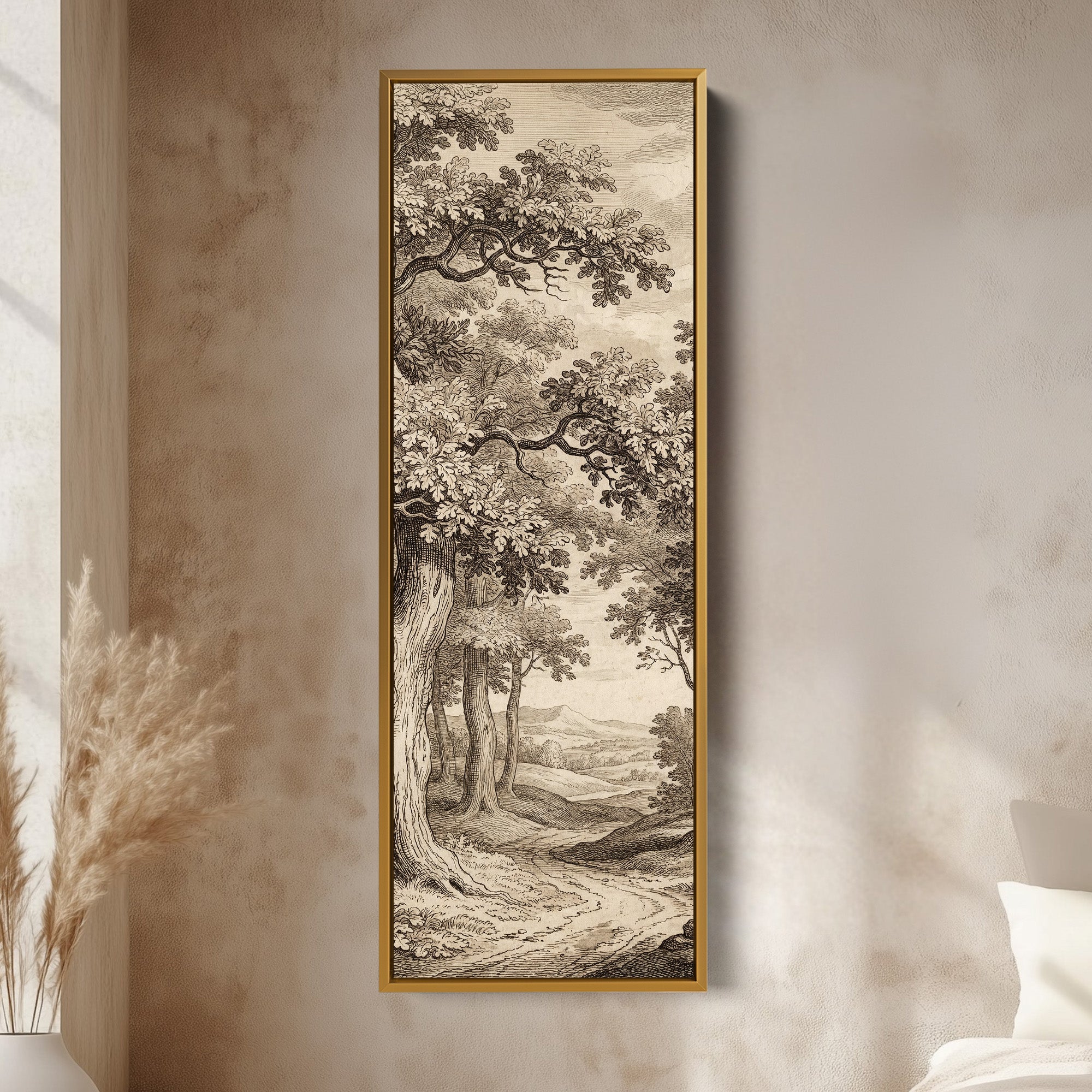 Vintage Forest Landscape Vertical Wall Art Panoramic Canvas Print Bedroom