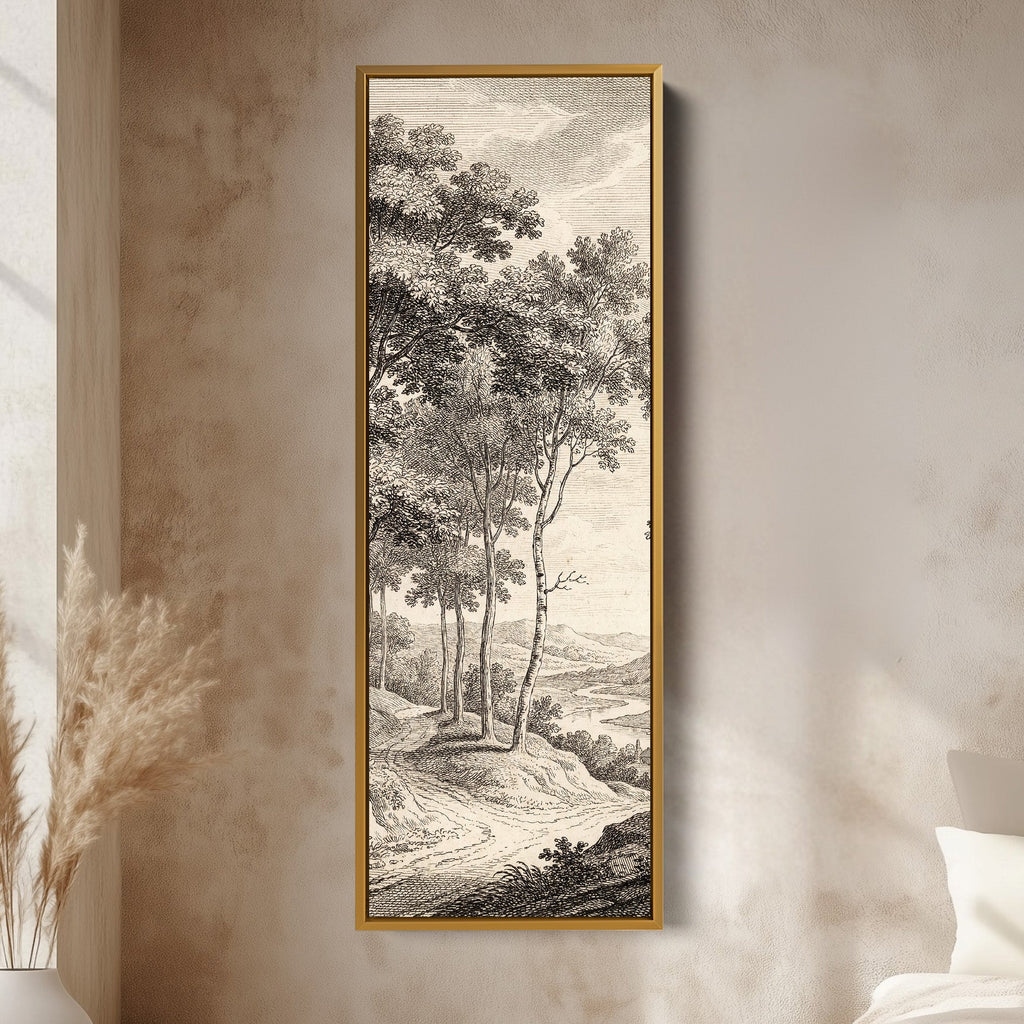 Tall Wall Art Vintage River Landscape Framed Canvas Office