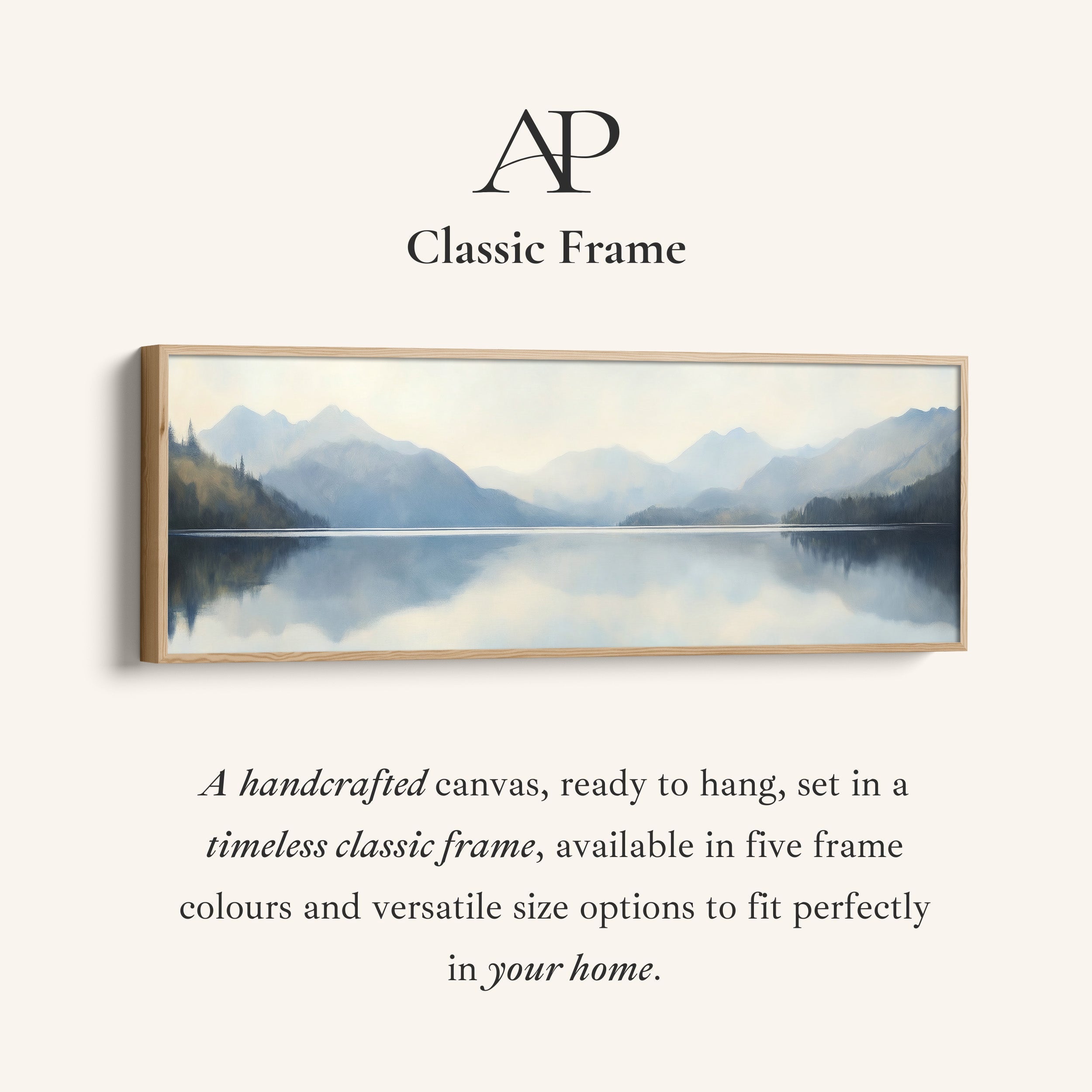 Horizontal Wall Art Misty Mountain Lake Long Canvas For Bedroom