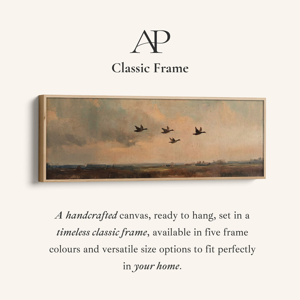 Wide Wall Art Flying Ducks Over Marsh Long Canvas For Hallway