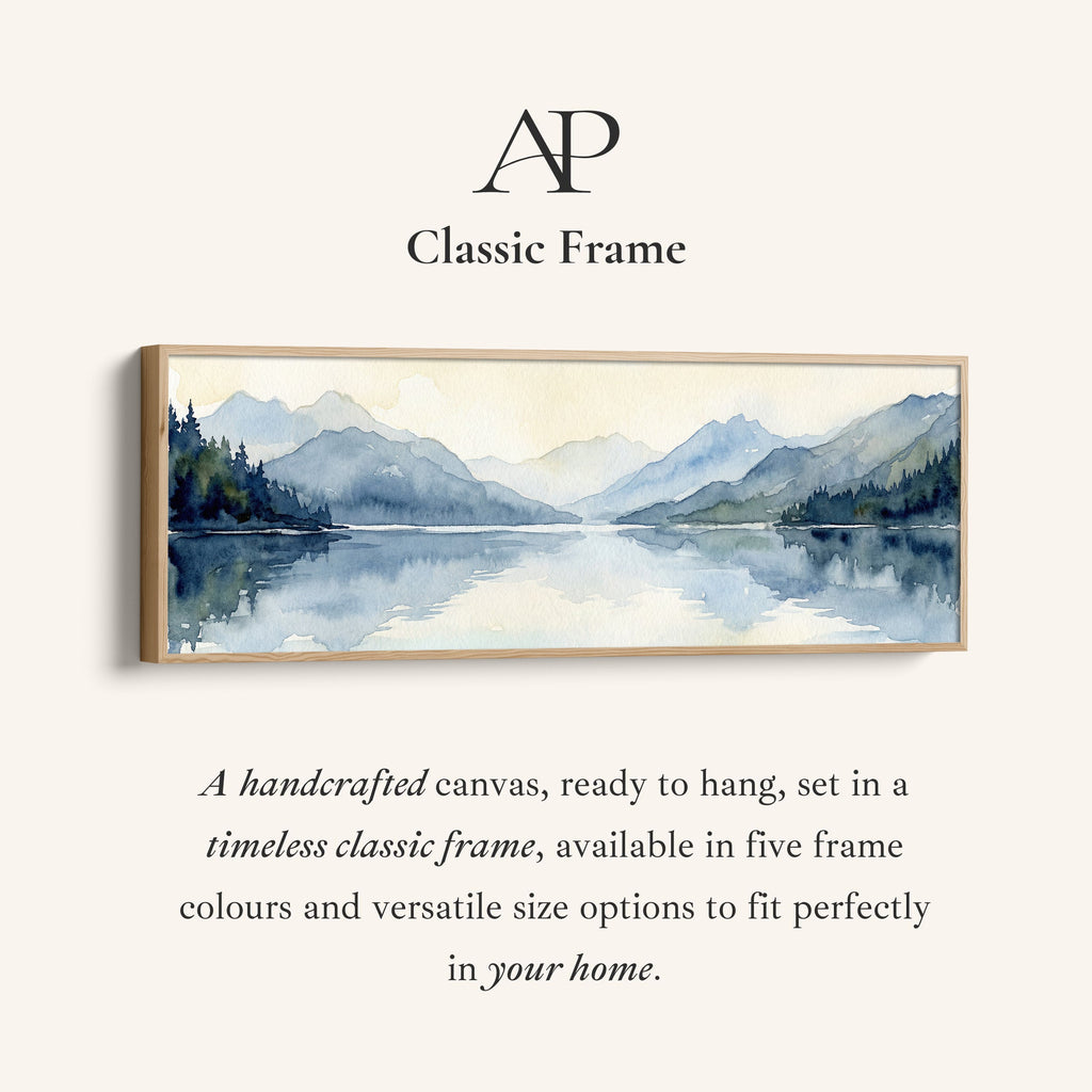 Panoramic Wall Art Misty Mountain Lake Long Canvas For Bedroom