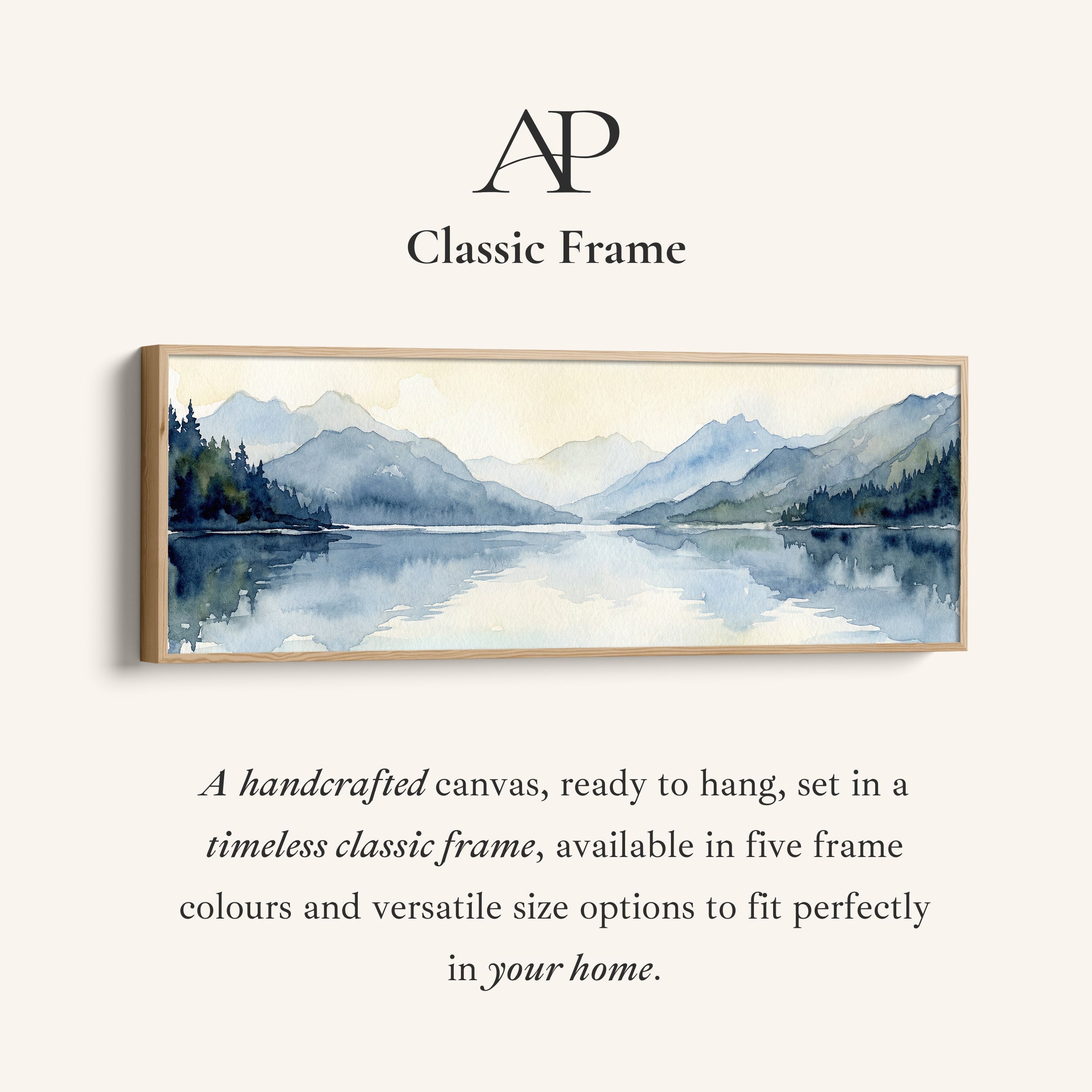 Panoramic Wall Art Misty Mountain Lake Long Canvas For Bedroom