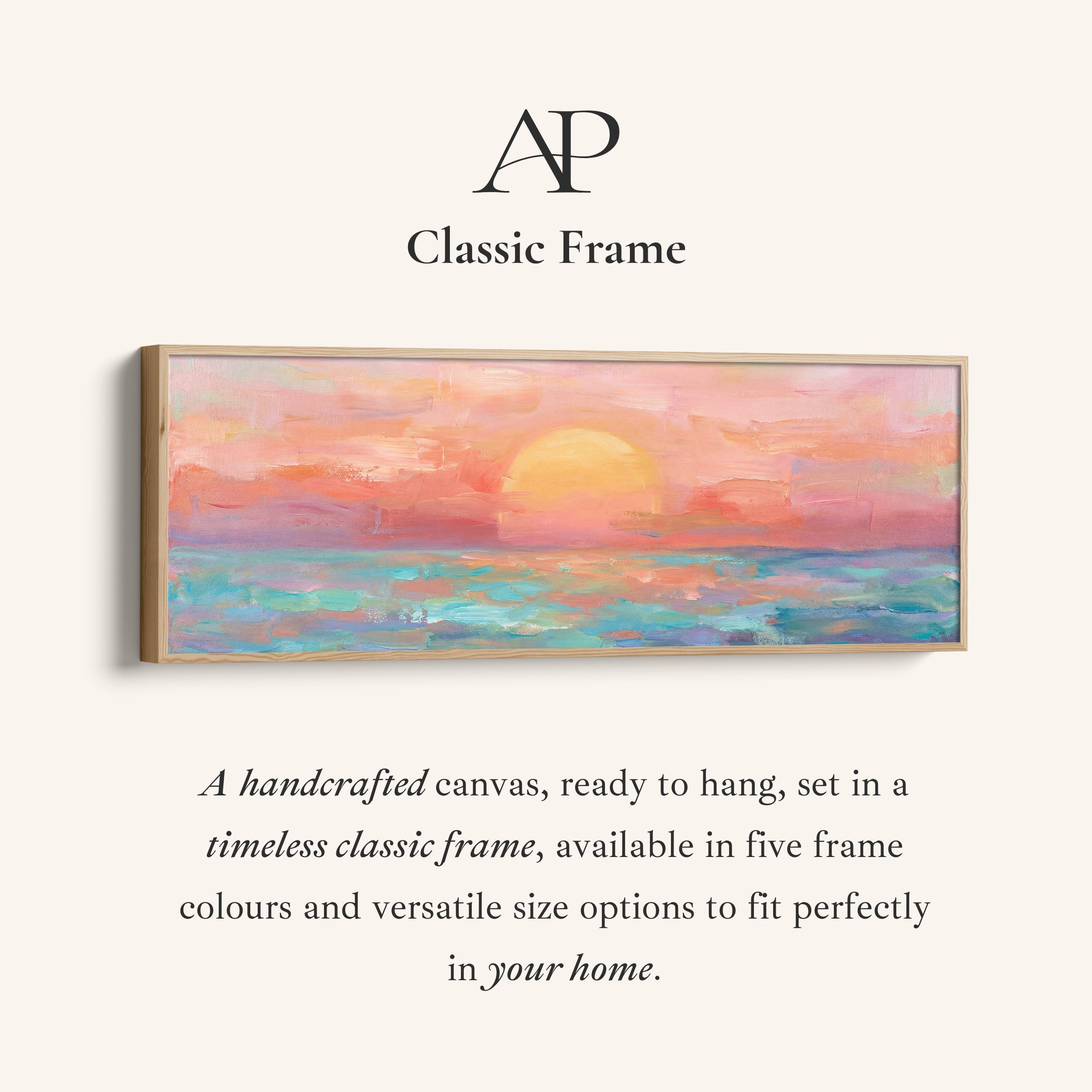Wide Wall Art Pastel Ocean Sunset Long Canvas For Living Room