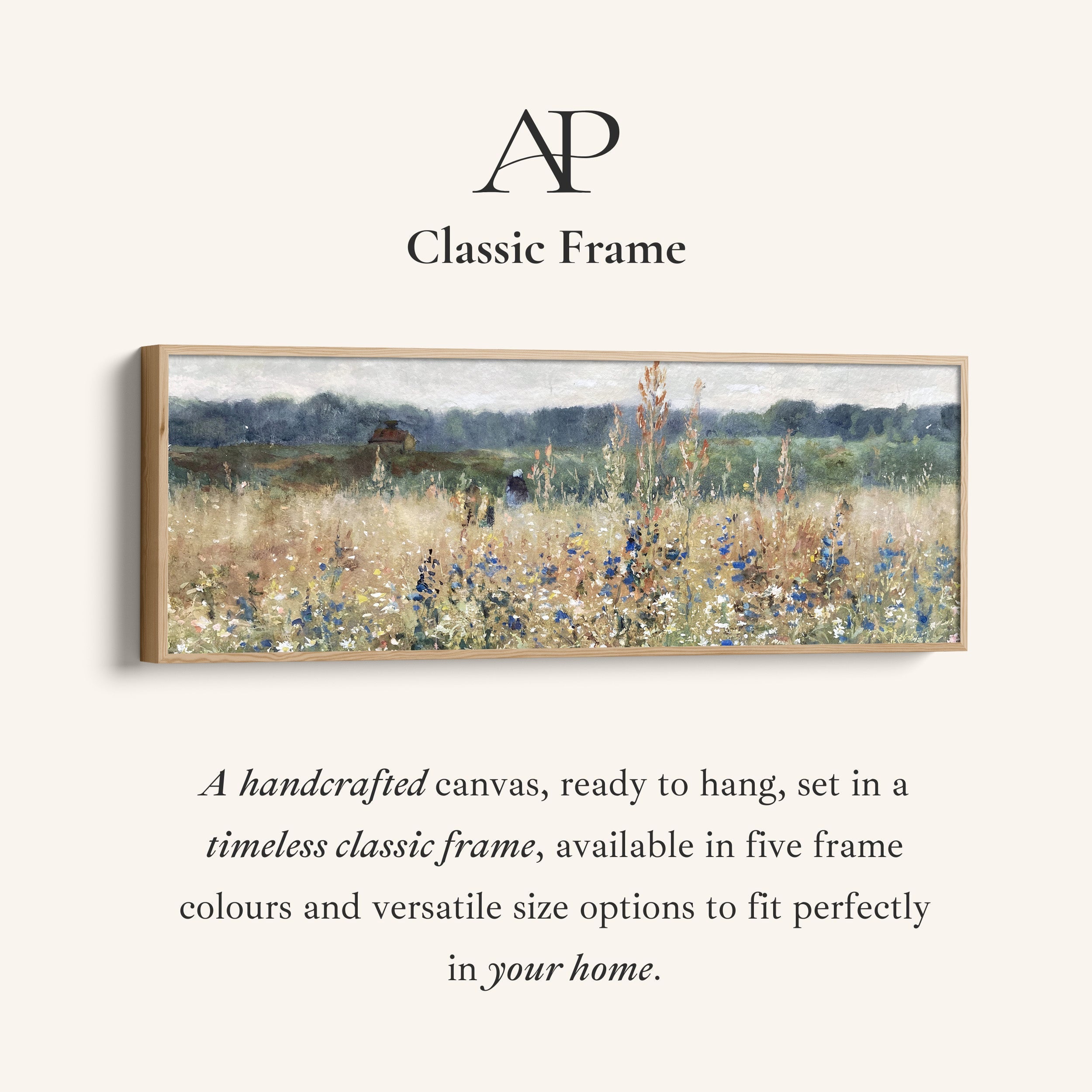 Wide Wall Art Impressionist Meadow Landscape Long Canvas For Bedroom
