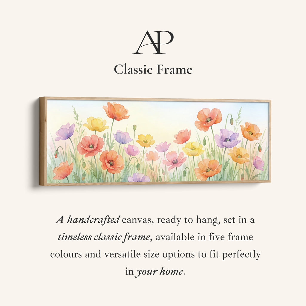 Long Narrow Canvas Soft Pastel Poppies Long Canvas For Bedroom