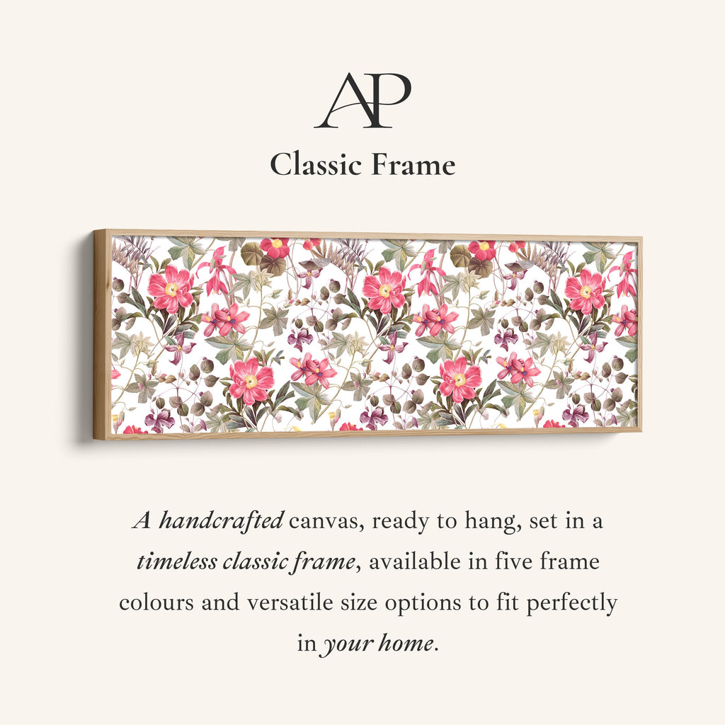 Wide Wall Art Vintage Botanical Floral Pattern Long Canvas For Living Room