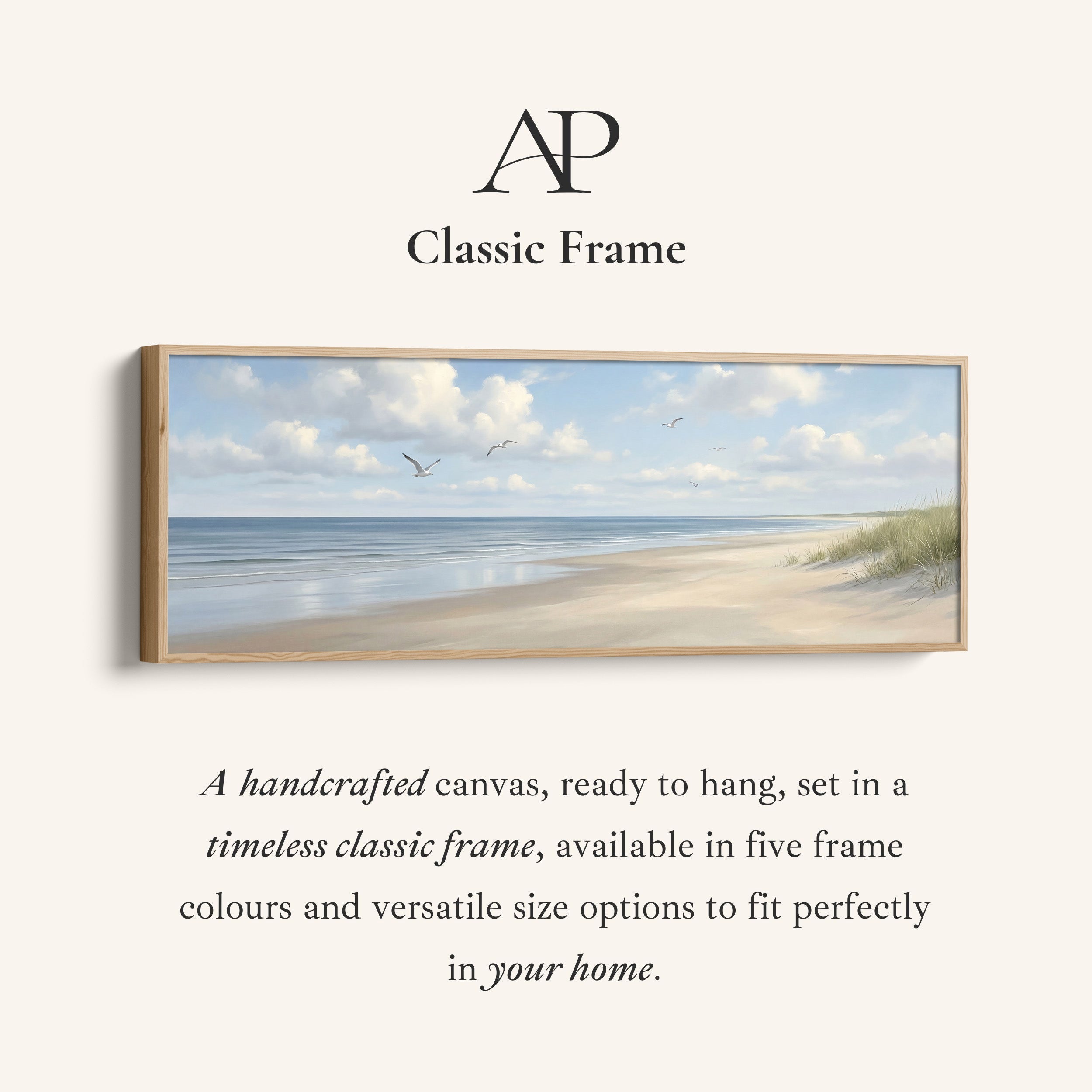 Horizontal Wall Art Calm Beach With Seagulls Panoramic Canvas Print Bedroom