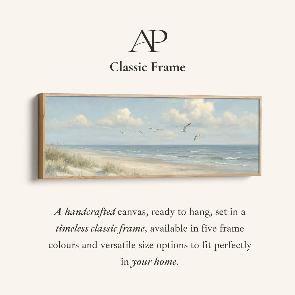 Above Bed Wall Art Coastal Dunes And Seagulls Extra Wide Canvas Living Room