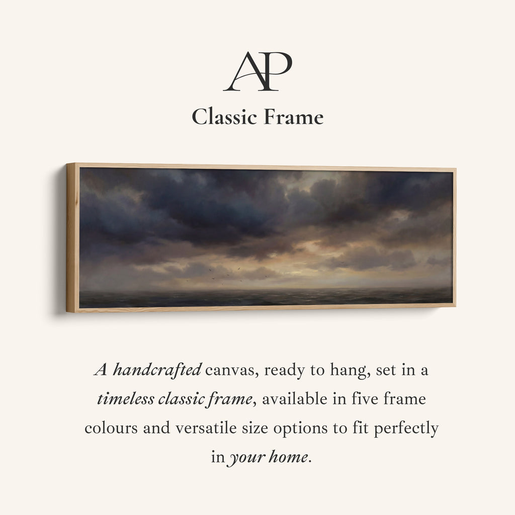Wide Canvas Moody Sea Under Clouds Horizontal Canvas Print Hallway