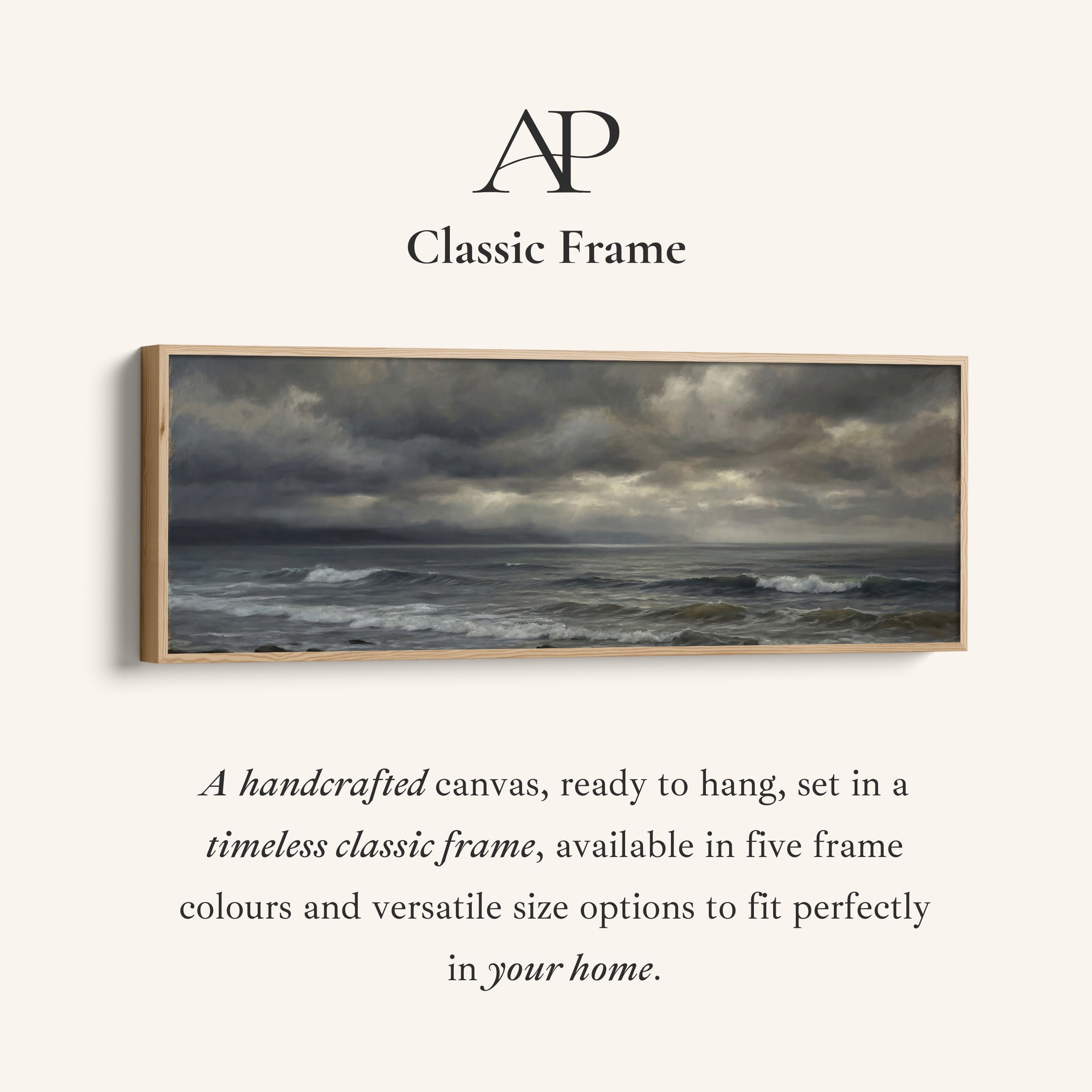 Panoramic Wall Art Rough Sea And Clouds Statement Wall Decor Office
