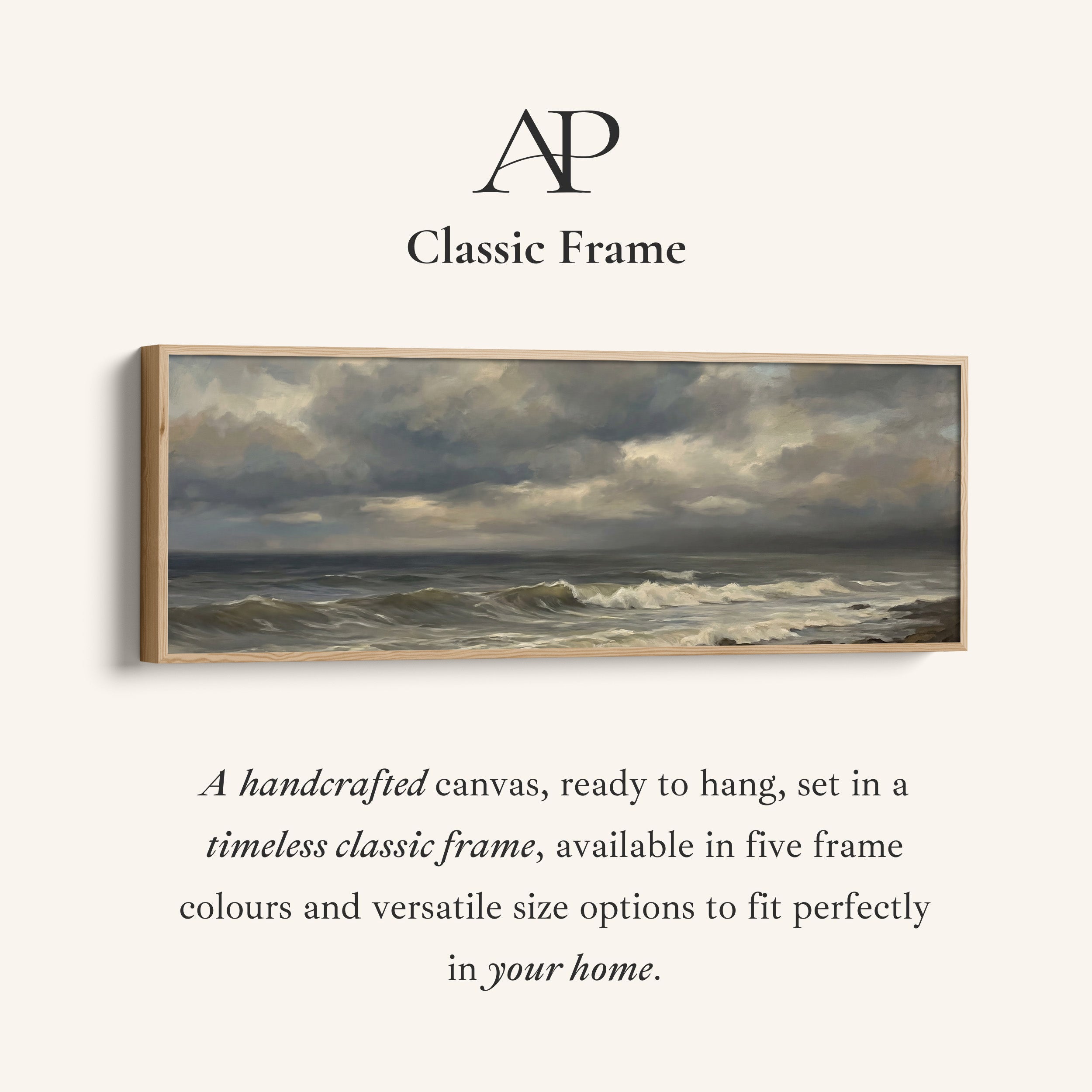 Long Wall Art Rolling Waves And Dark Sky Panoramic Canvas Print Living Room