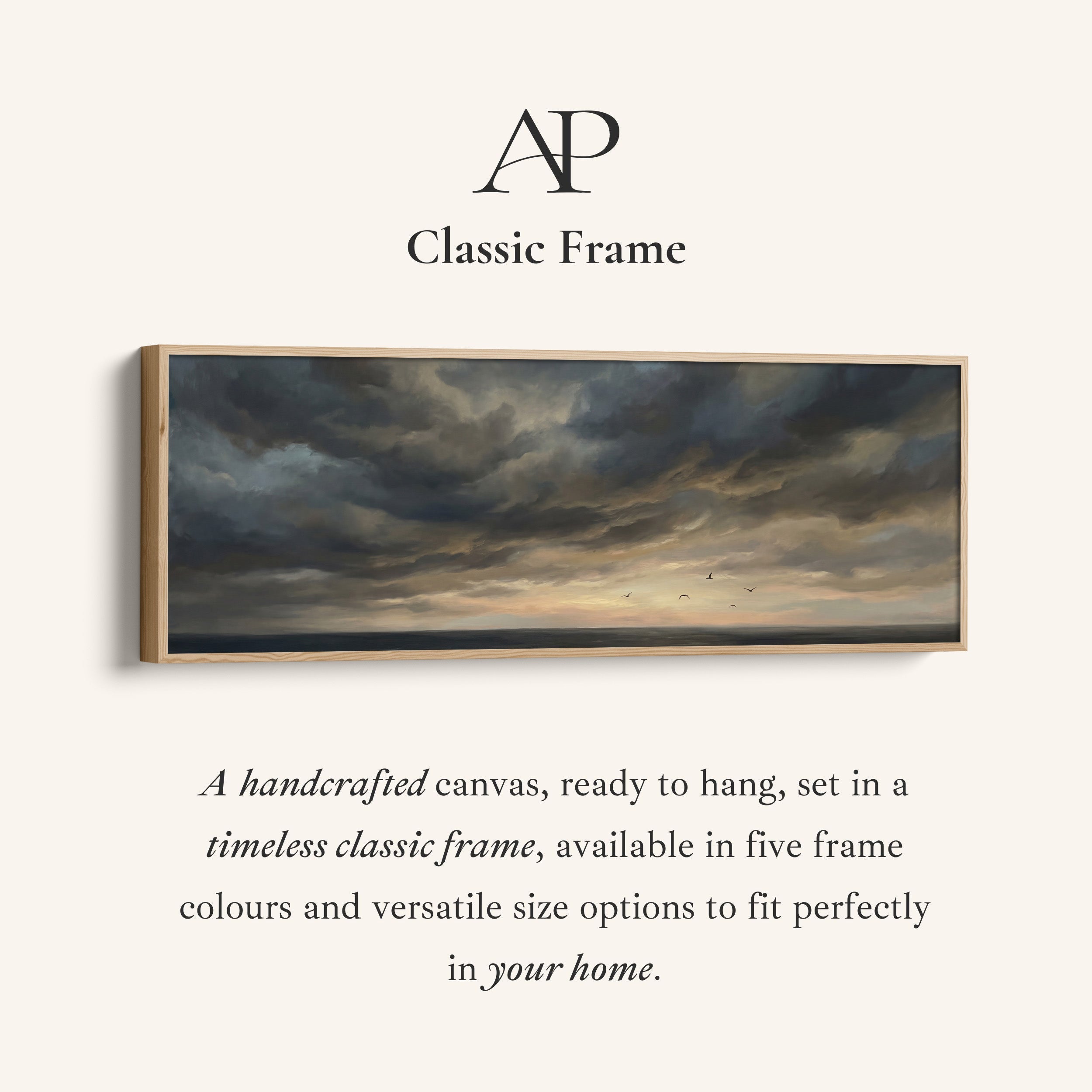 Horizontal Wall Art Seagulls Over Stormy Sea Extra Wide Canvas Hallway