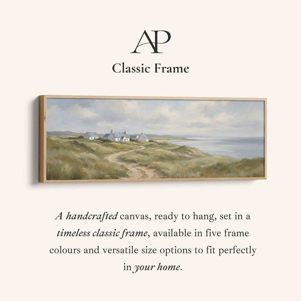 Coastal Cottages On Cliffs Horizontal Wall Art Panoramic Canvas Print Living Room