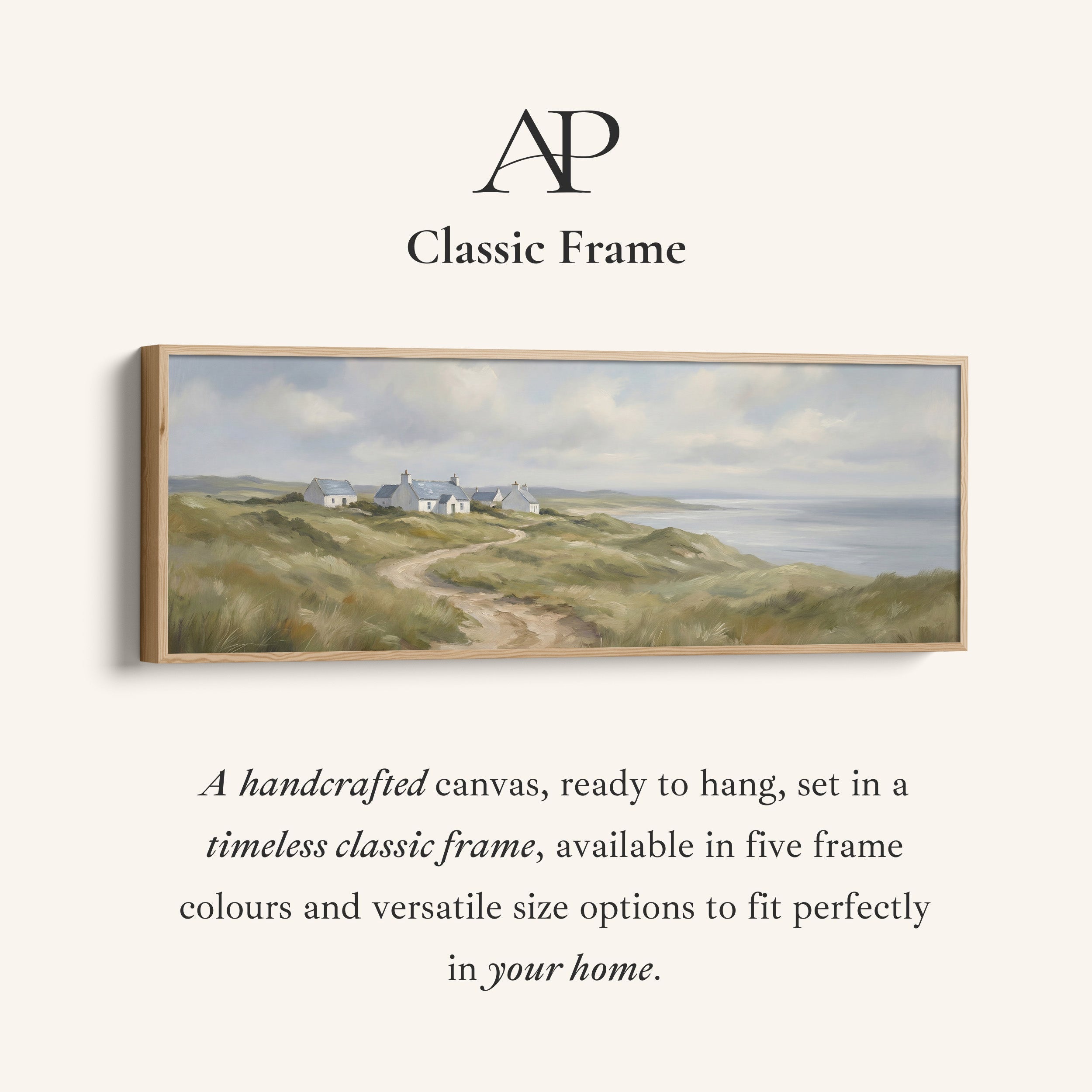 Coastal Cottages On Cliffs Horizontal Wall Art Panoramic Canvas Print Living Room