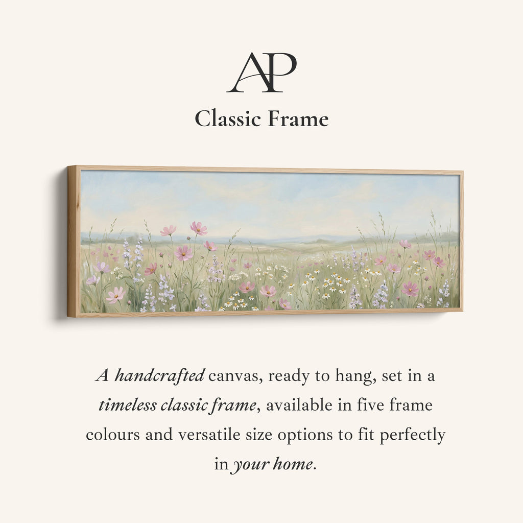 Wildflower Meadow With Pink Flowers Above Soft Wall Art Statement Wall Decor Office