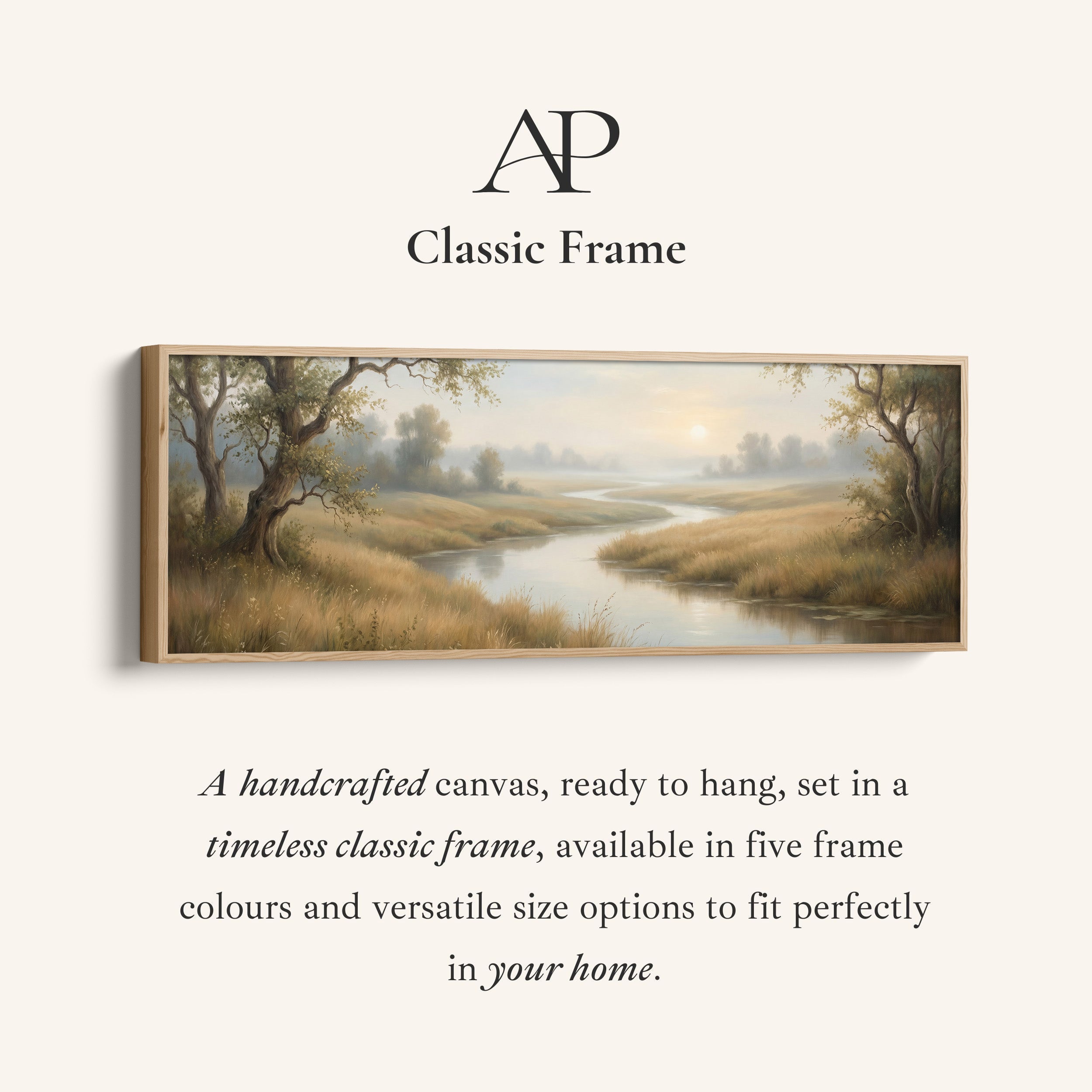 River Through Grassy Landscape Panoramic Wall Art Statement Wall Decor Living Room