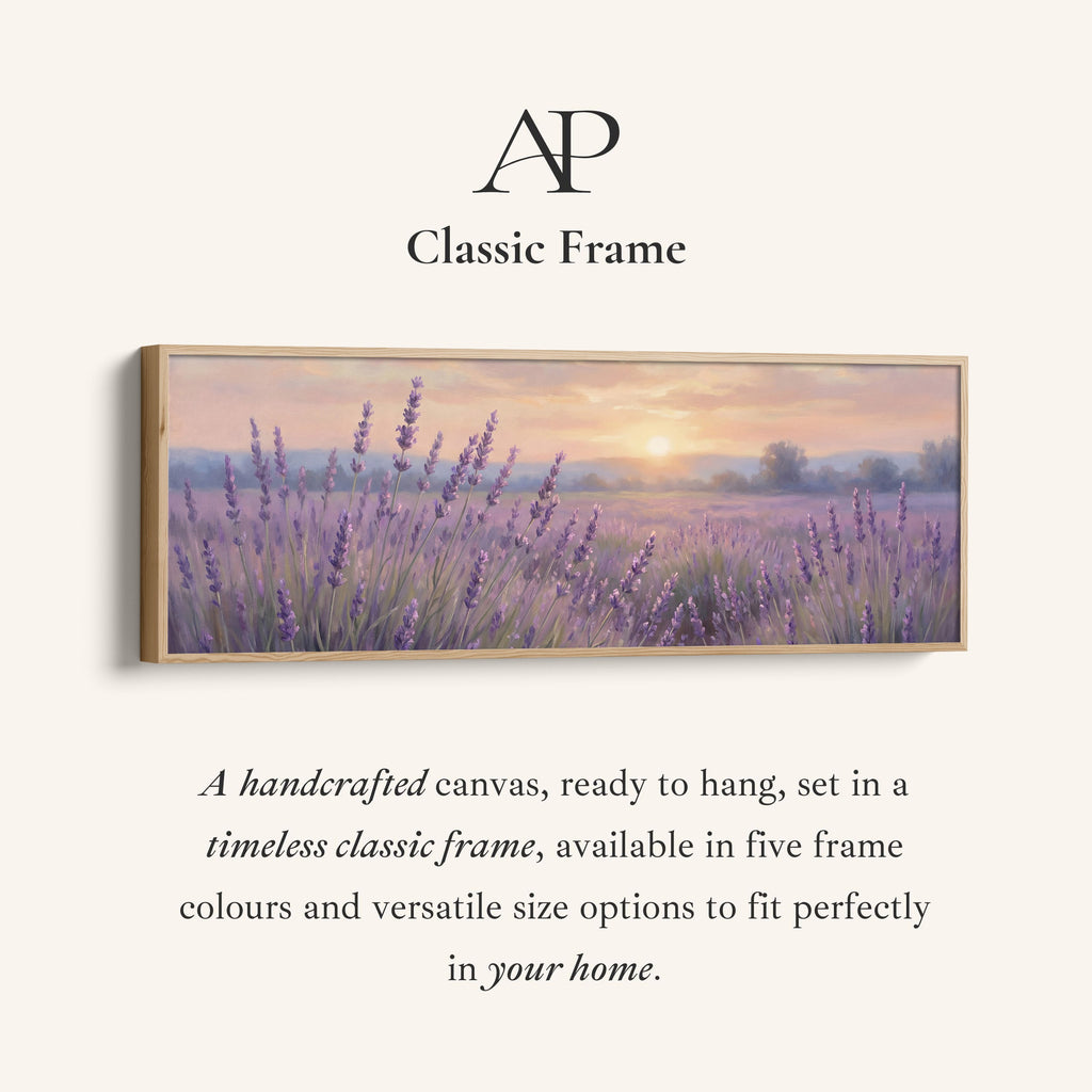 Lavender Field At Sunset Horizontal Wall Art Panoramic Canvas Print Bedroom