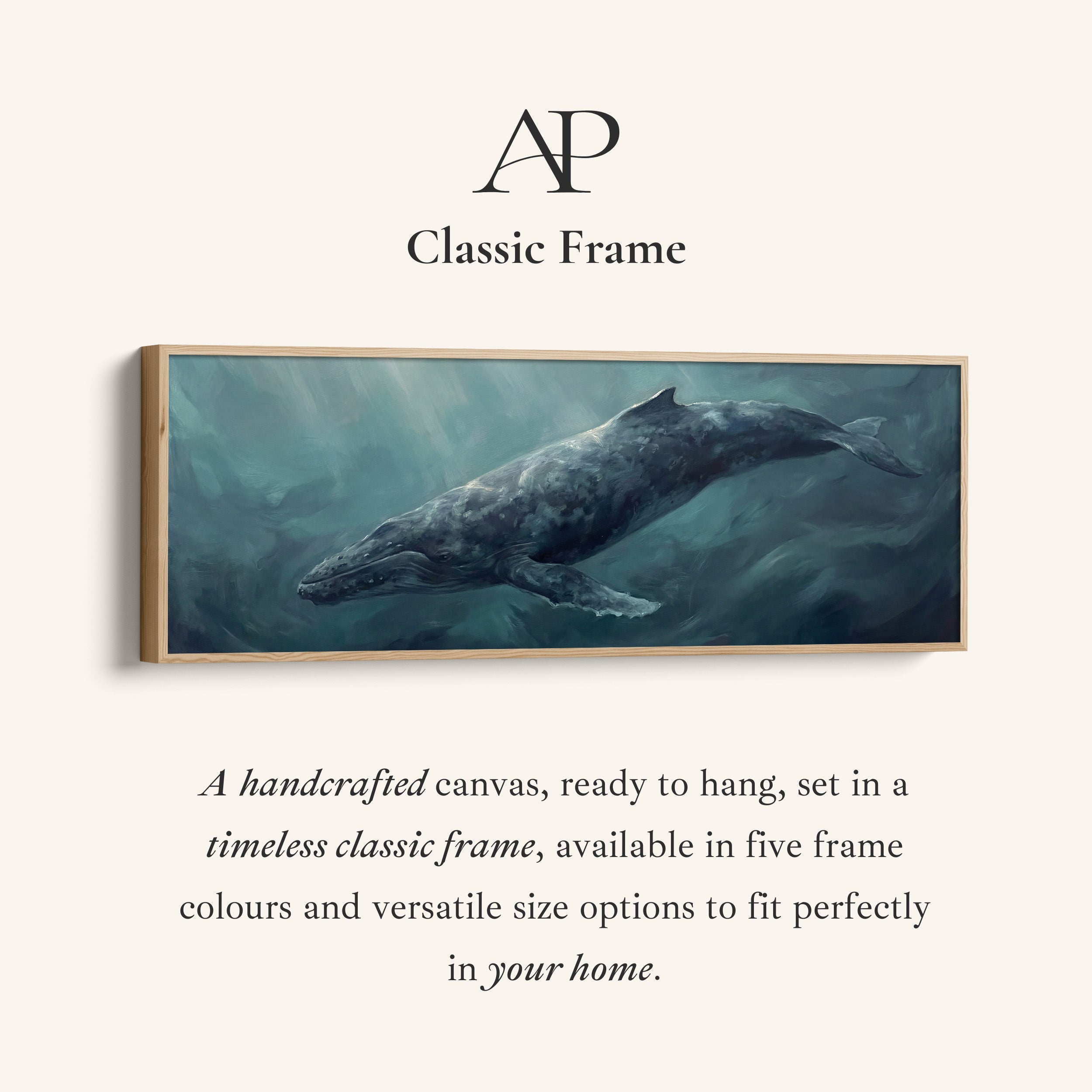 Whale Underwater Above Bed Wall Art Extra Wide Canvas Living Room