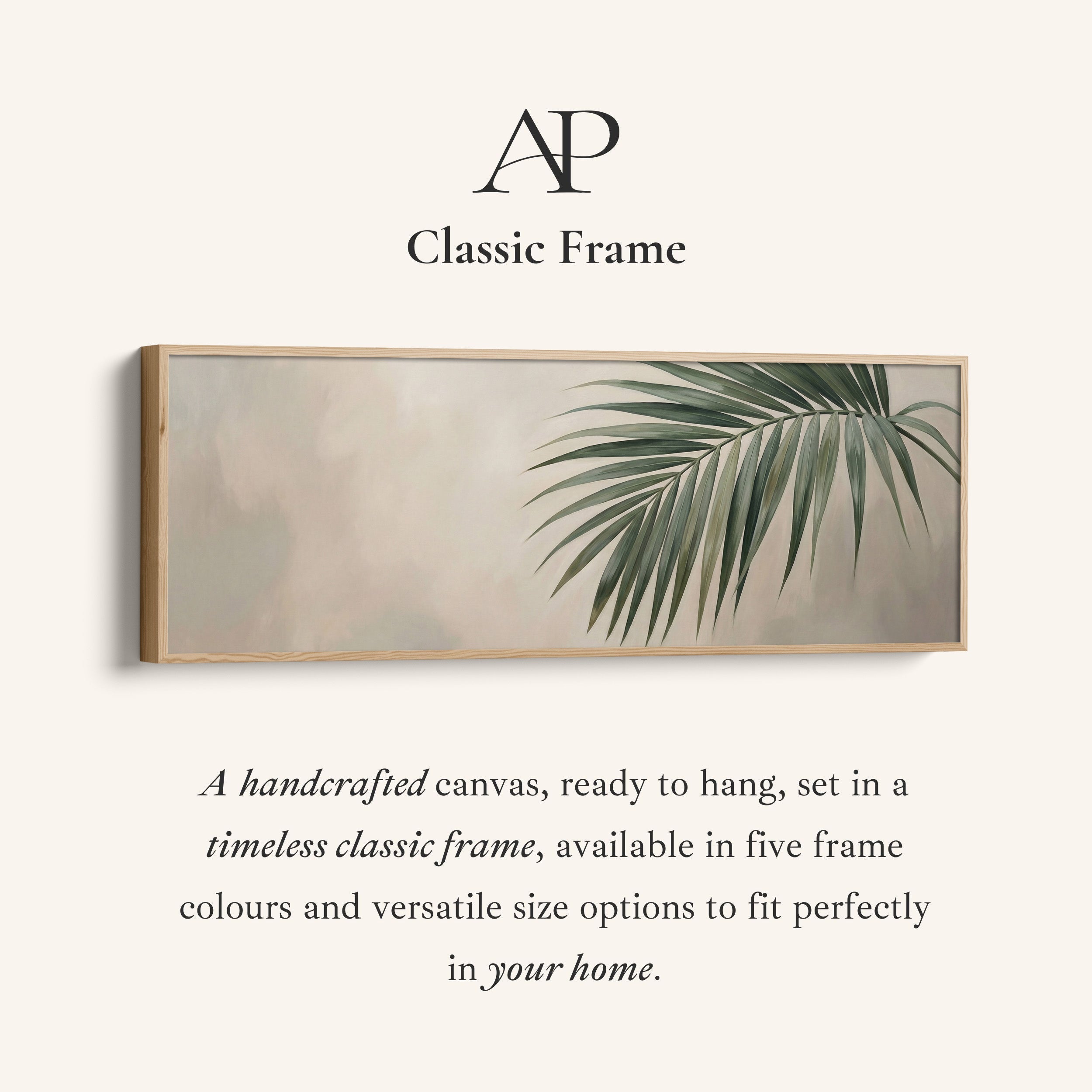 Palm Leaf On Neutral Background Wide Canvas Oversized Wall Decor Bedroom