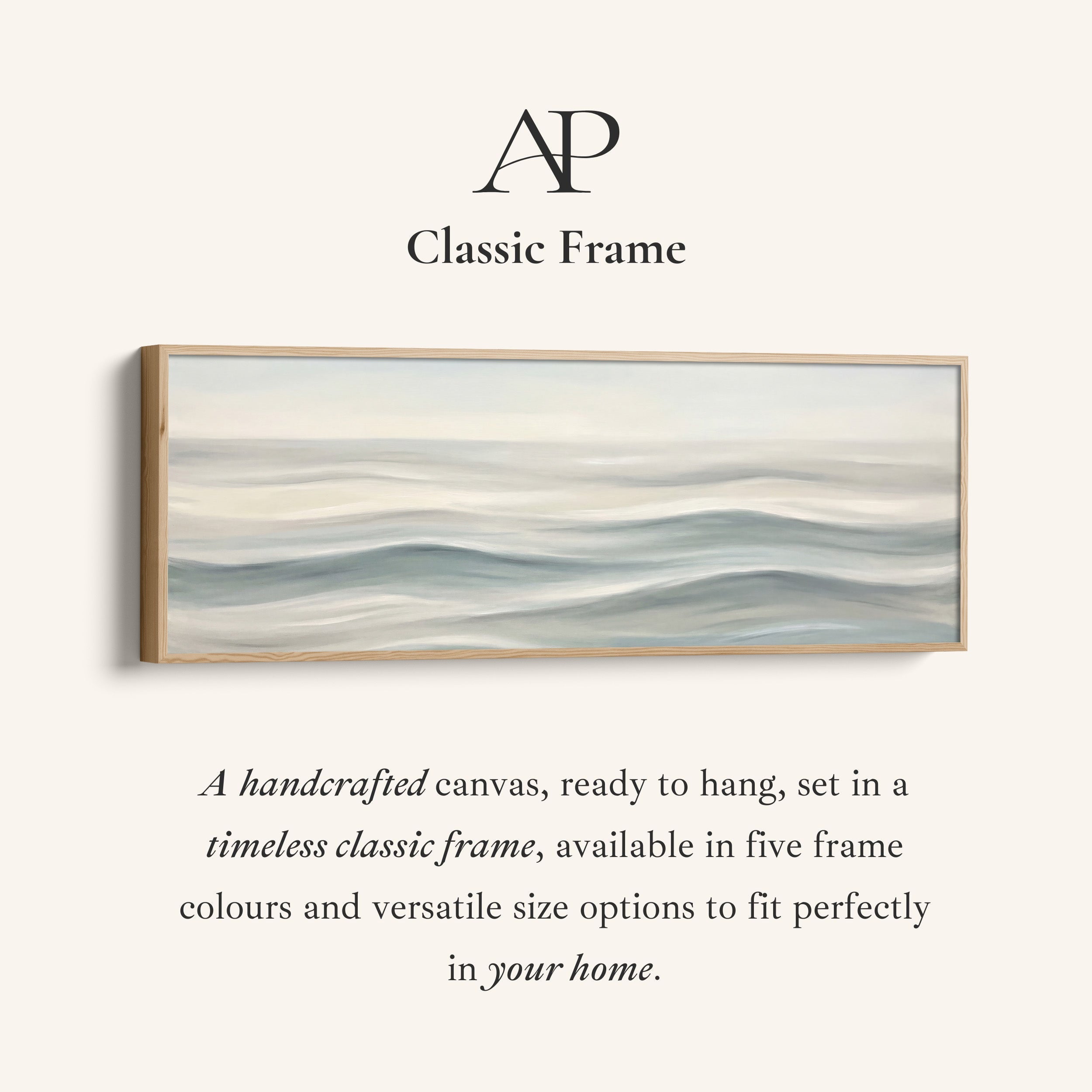 Minimal Rolling Waves Above Soft Wall Art Extra Wide Canvas Bedroom