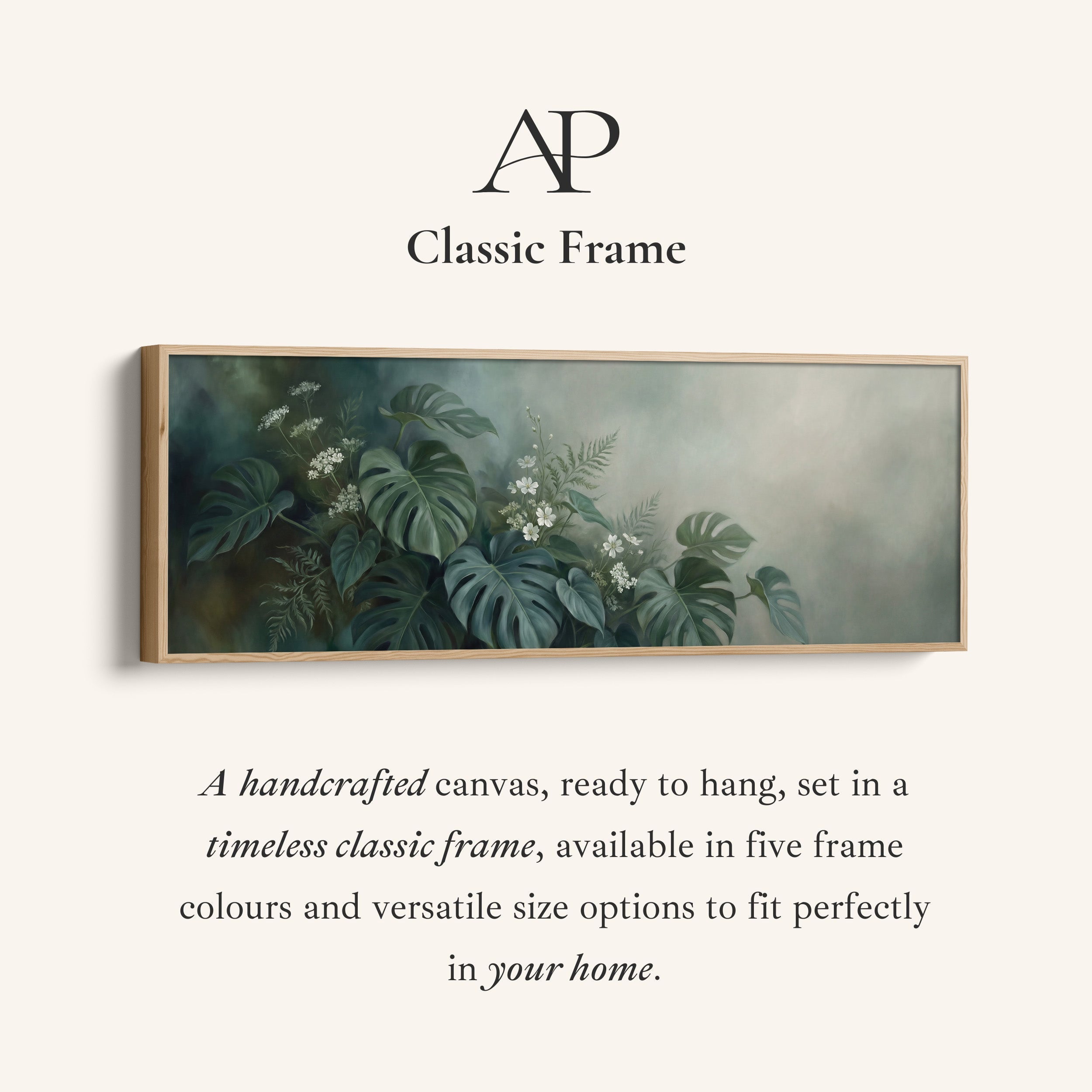 Above Bed Wall Art Tropical Leaves And White Blossoms Panoramic Canvas Print Living Room