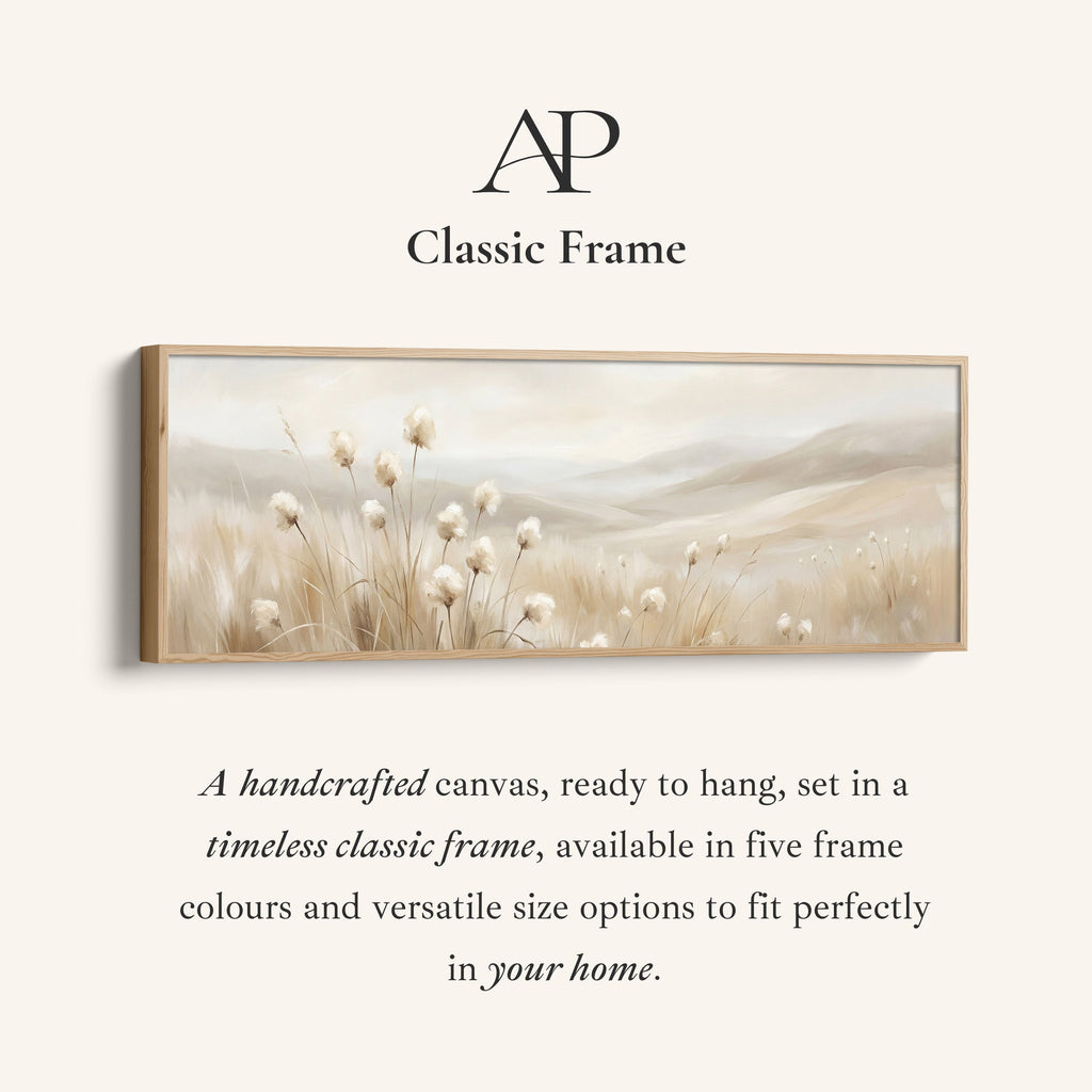 Beige Grass Landscape Bedroom Wall Art Framed Canvas Print Bedroom