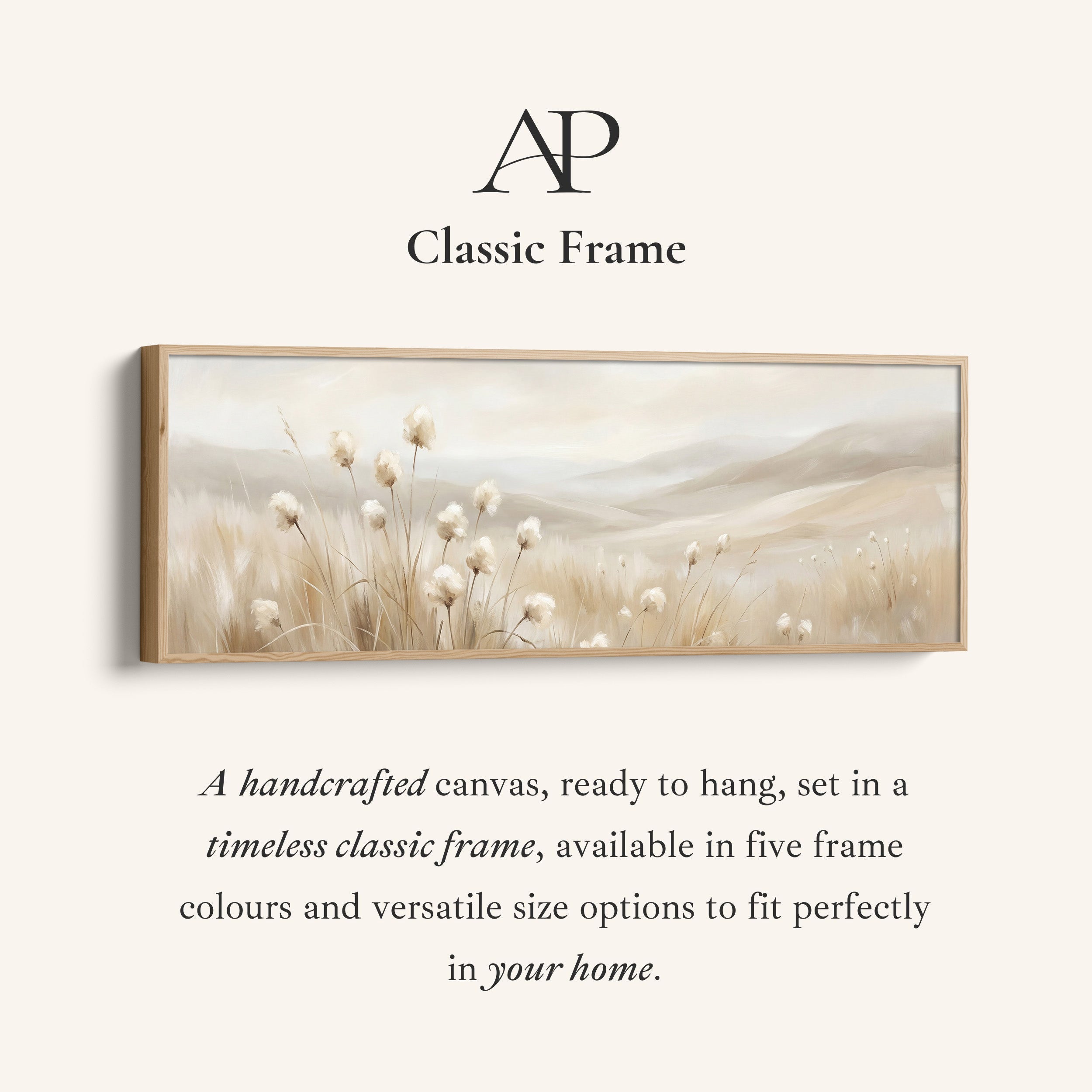 Beige Grass Landscape Bedroom Wall Art Framed Canvas Print Bedroom