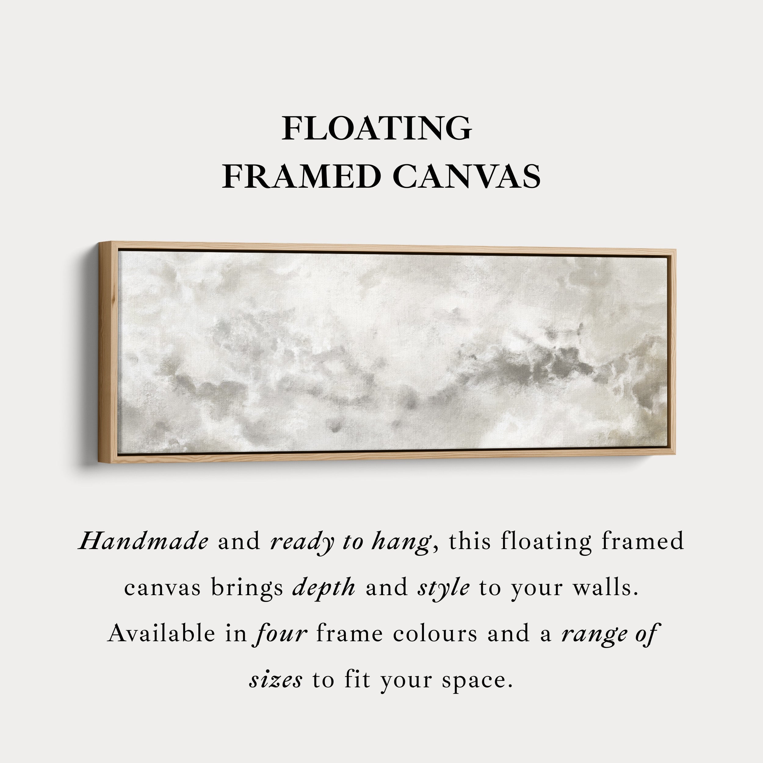 Abstract White & Grey Panoramic Long Narrow Wall Art
