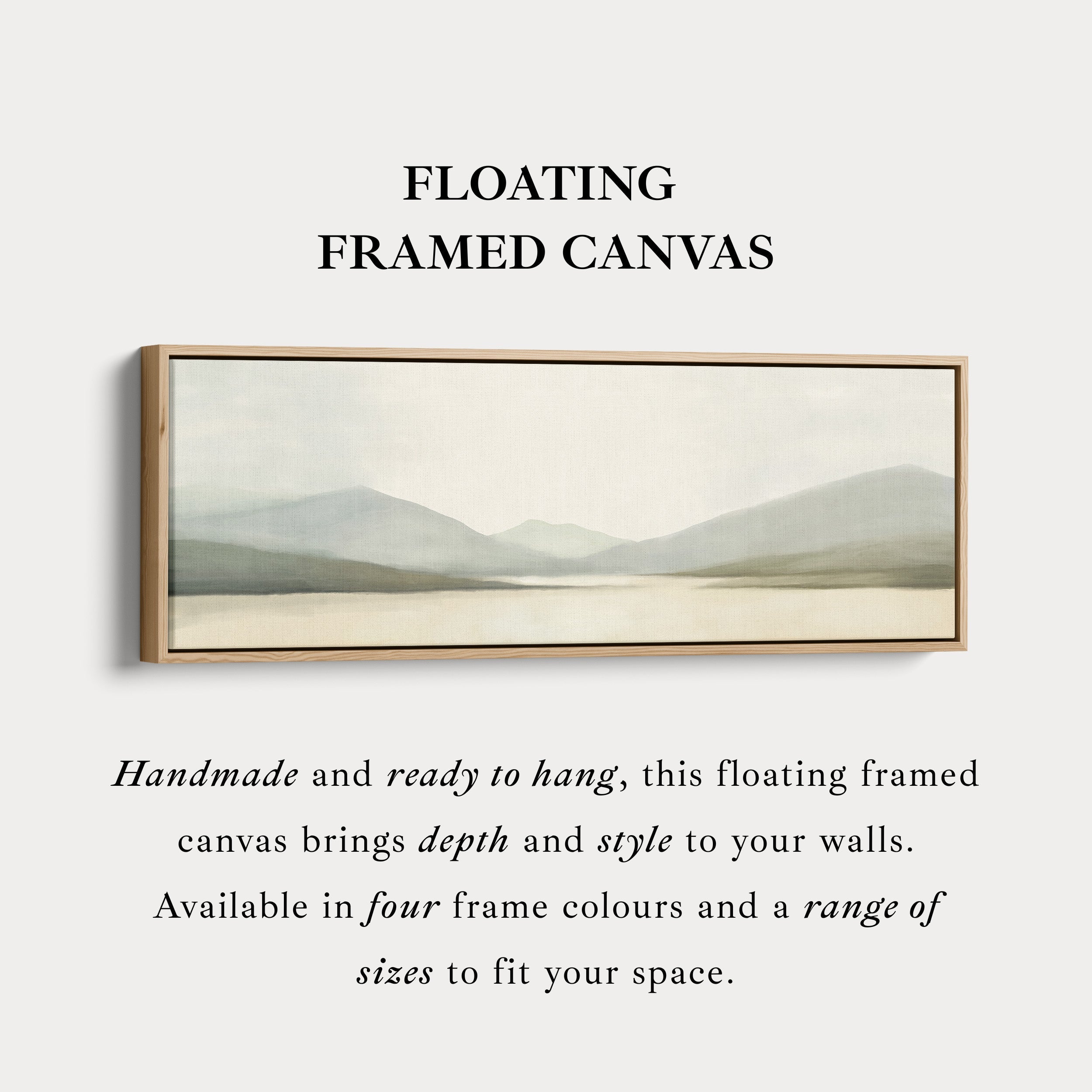 Watercolor Mountain and Lake Long Horizontal Large Canvas Wall Art