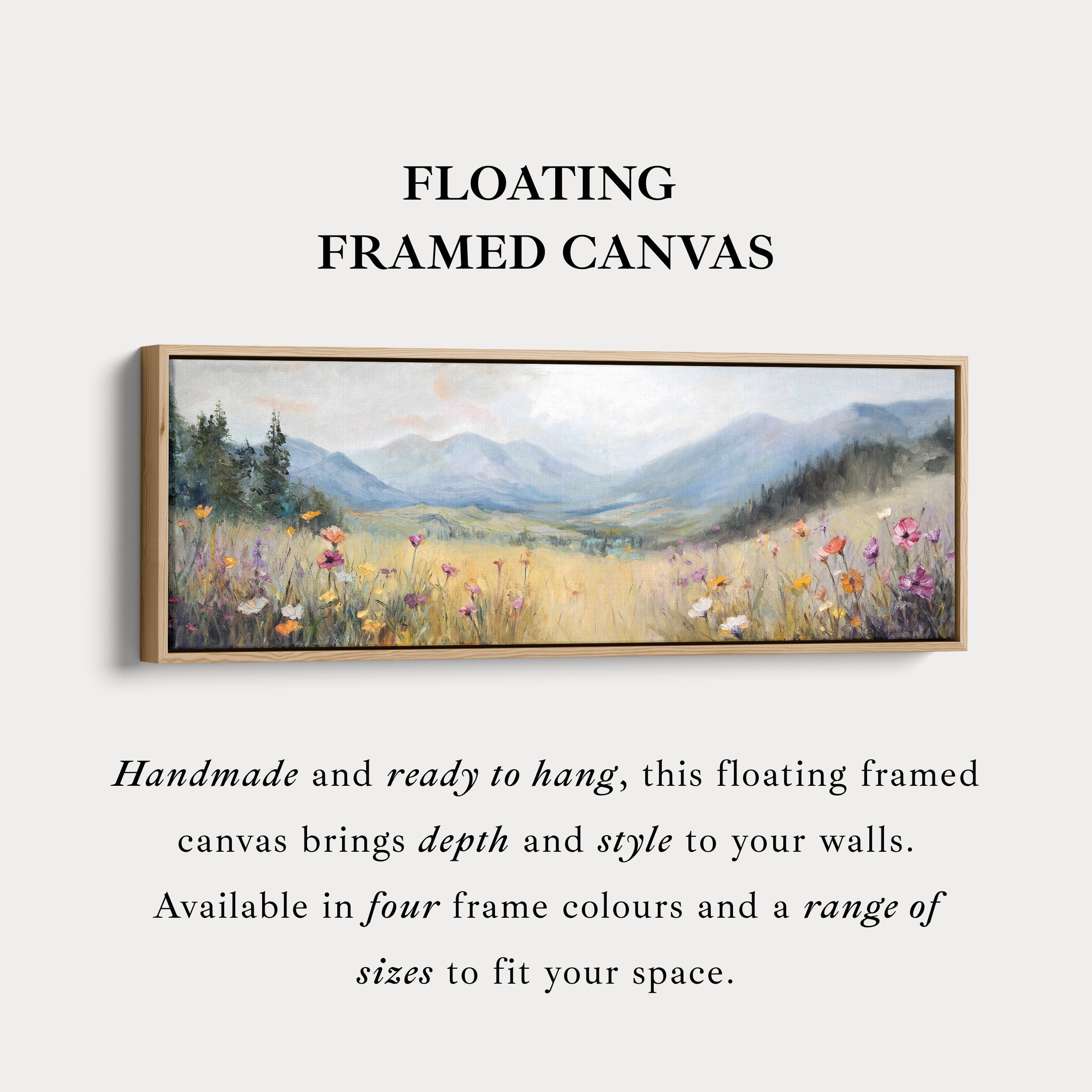 Wild Meadow Long Narrow Horizontal Framed Canvas Wall Art