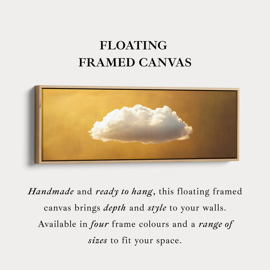 Above Bed Wall Art - Floating Golden Cloud Minimalist Horizontal Wall Art