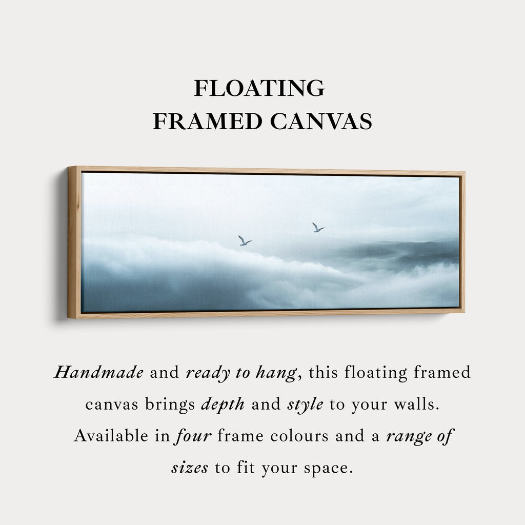 Panoramic Minimalist Cloud Long Narrow Wall Art Large Framed Canvas