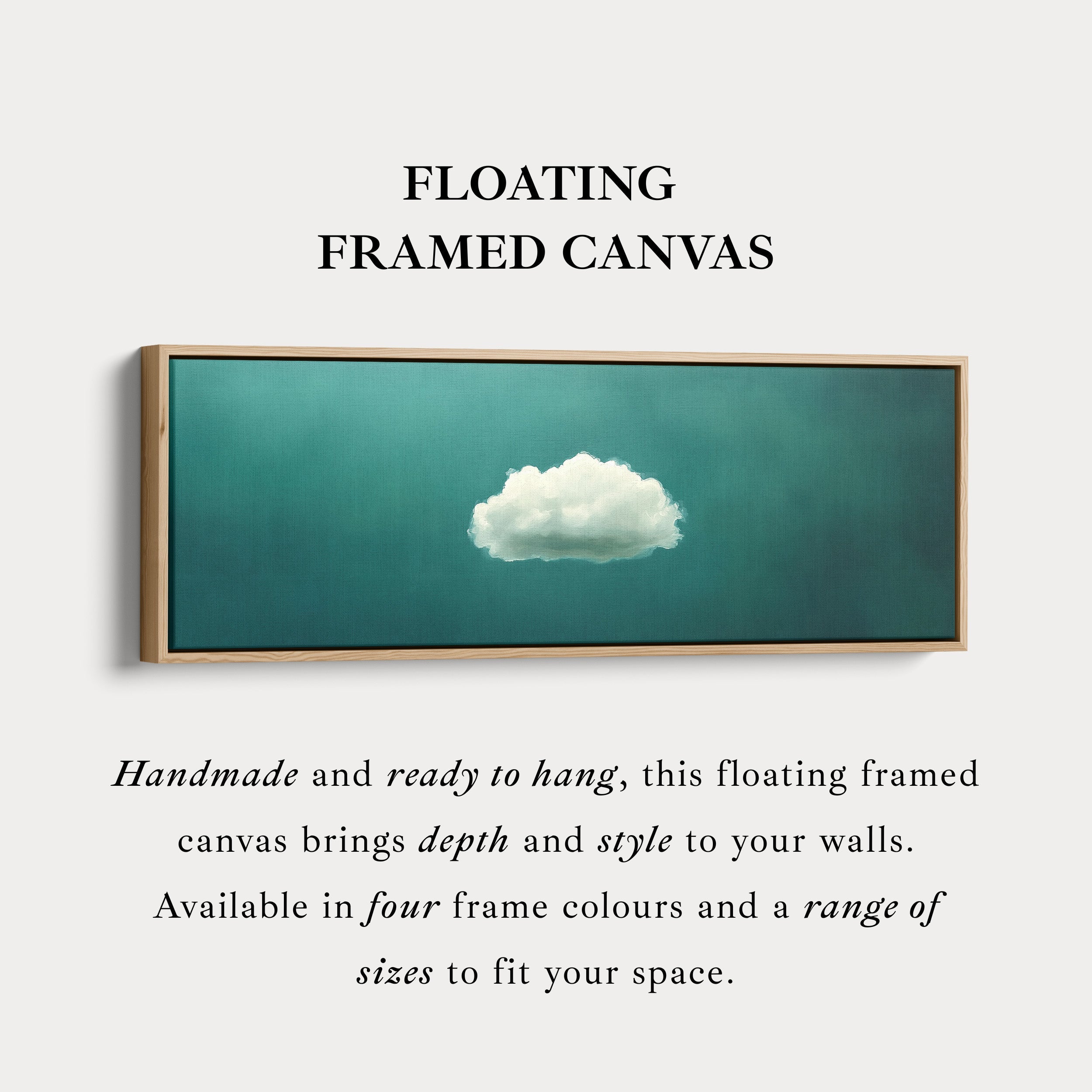 Above Bed Wall Decor - Minimalist White Cloud Large Framed Canvas