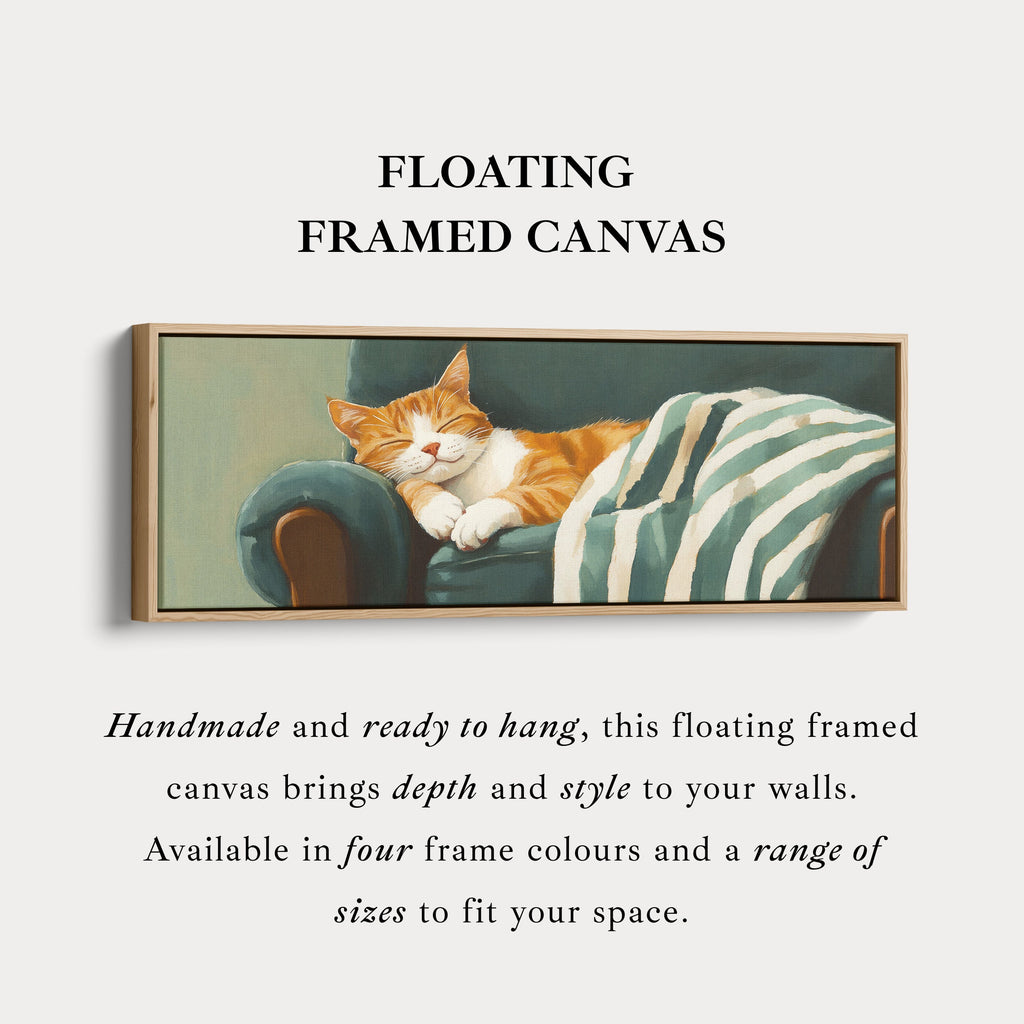 Cozy Cat Panoramic Long Narrow Wall Art Large Canvas Decor