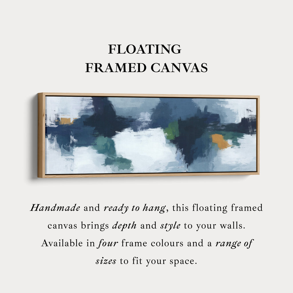 Wide Moody Deep Blue Abstract Canvas Wall Art for Living Room