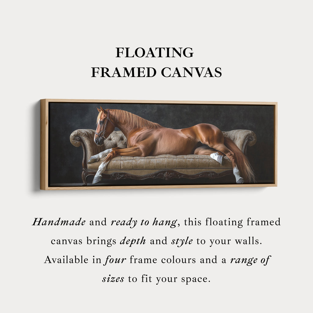 Large Horizontal Framed Canvas Wall Art Elegant Horse