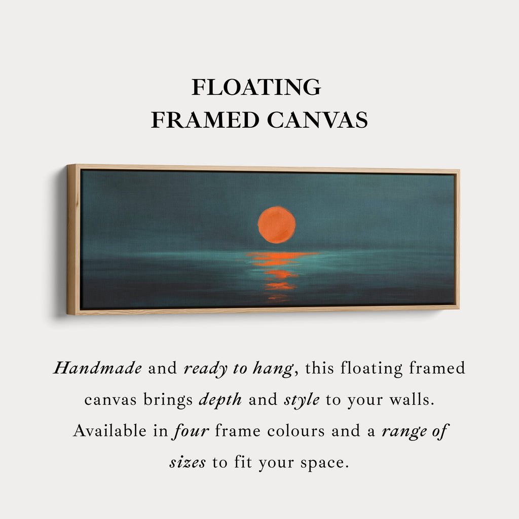 Minimalist Sunset Narrow Wide Horizontal Wall Decor Large Framed Canvas