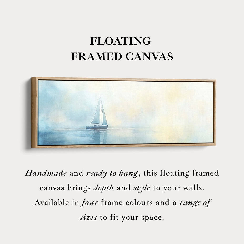 Calming Watercolour Sailboat Large Framed Long Canvas Horizontal Wall Art