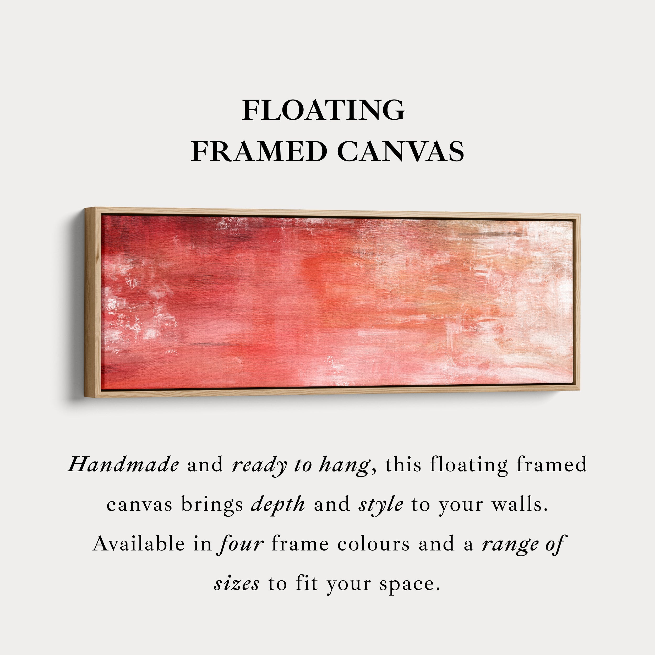 Abstract Red Long Horizontal Wall Art, Panoramic Wall Art Wide Wall Art