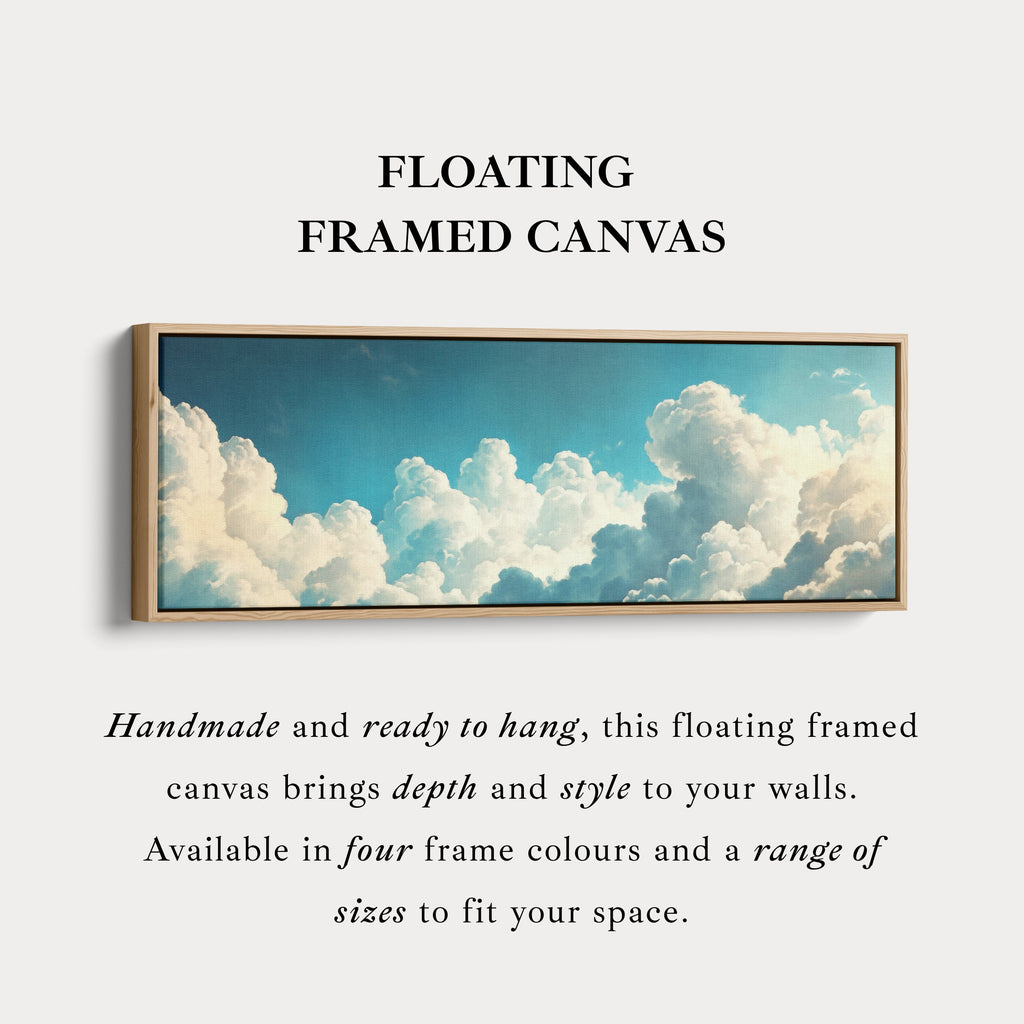 Above Bed Cloud Wall Decor Panoramic Narrow Canvas