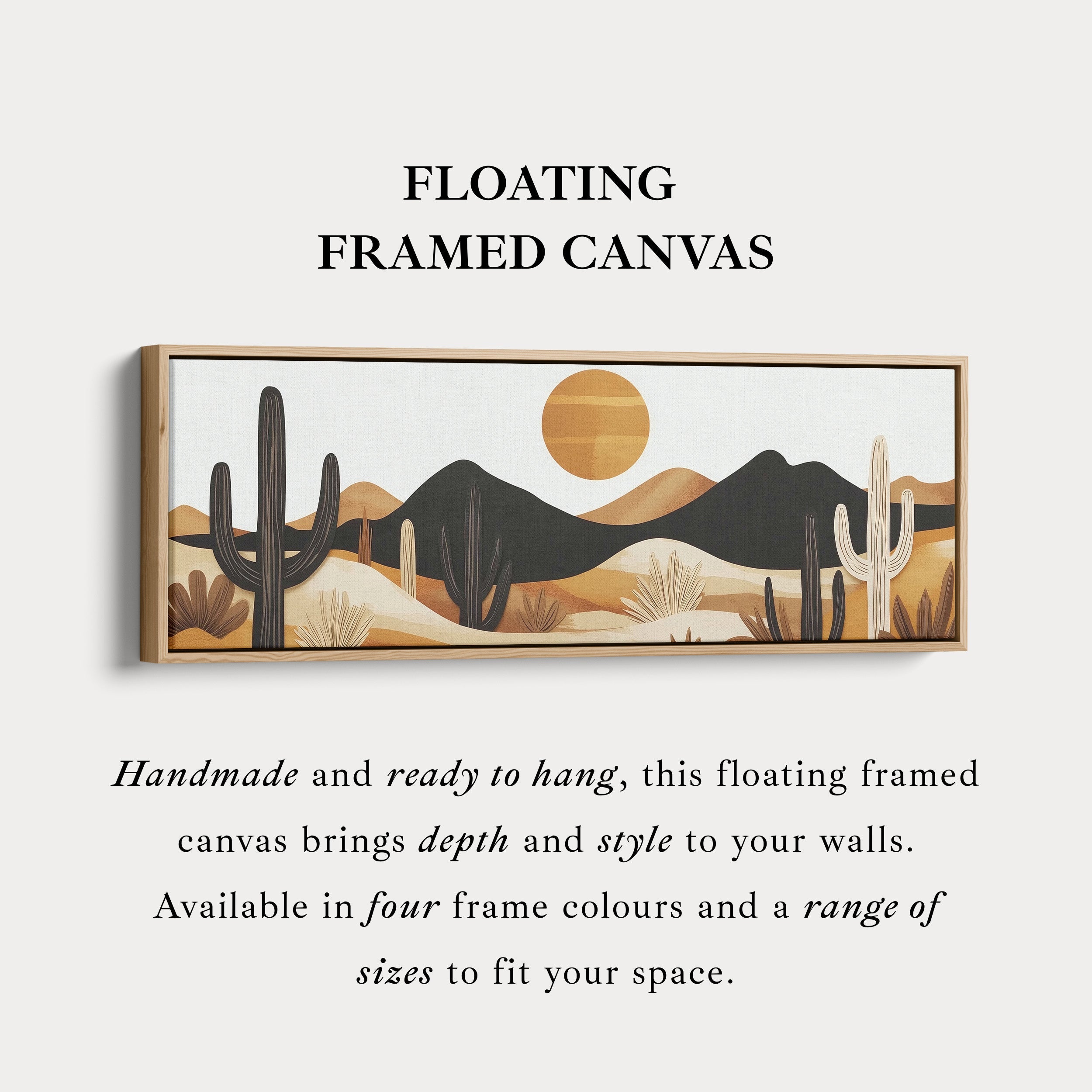 Cacti Mountains Wall Decor Panoramic Narrow Canvas