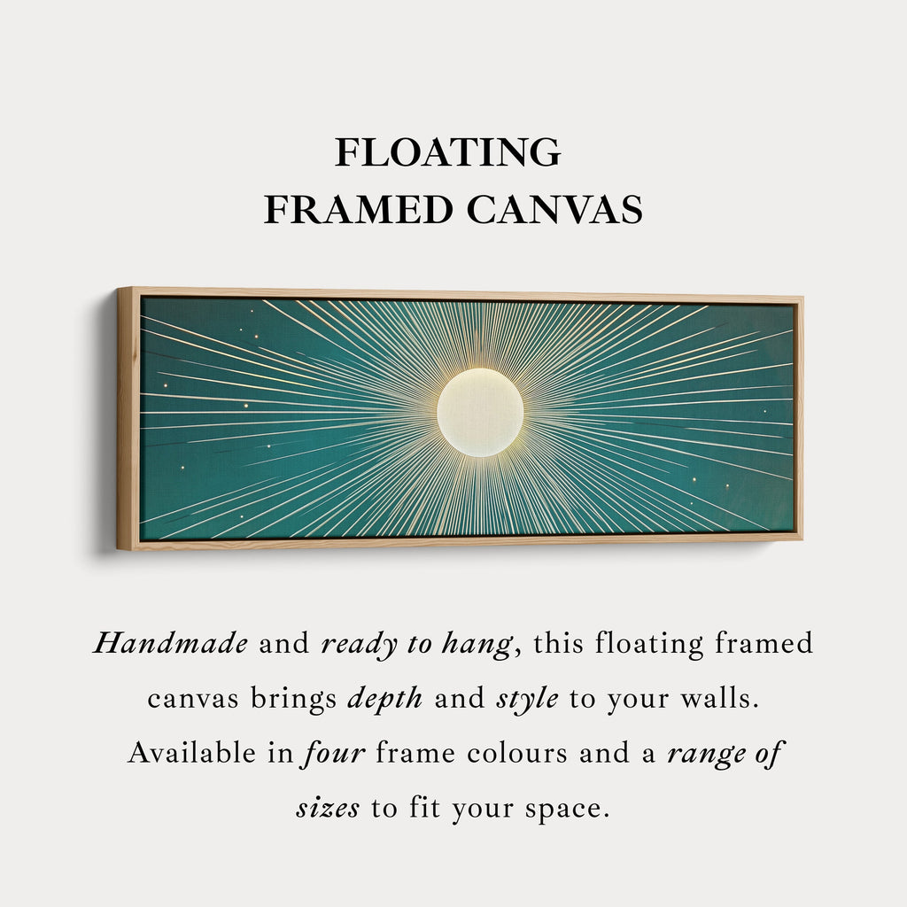 Boho Retro Sun Long Framed Canvas Wall Art