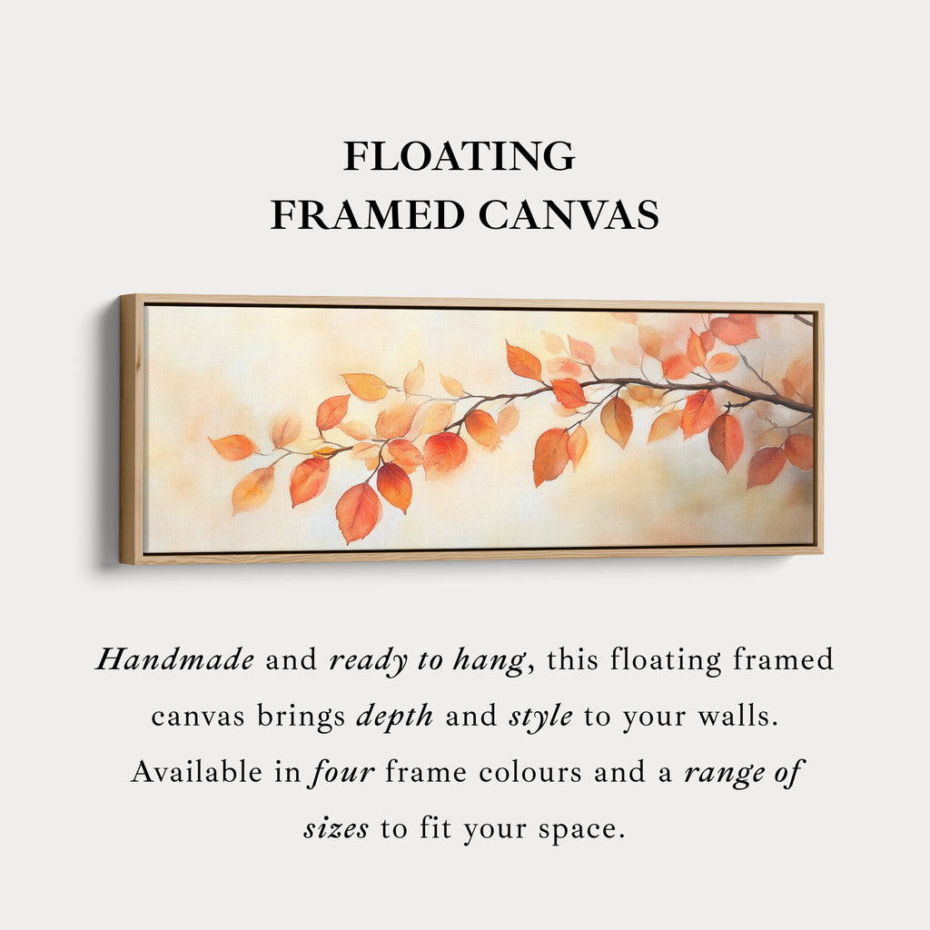 Autumn Leaves Long Framed Horizontal Canvas Wall Art