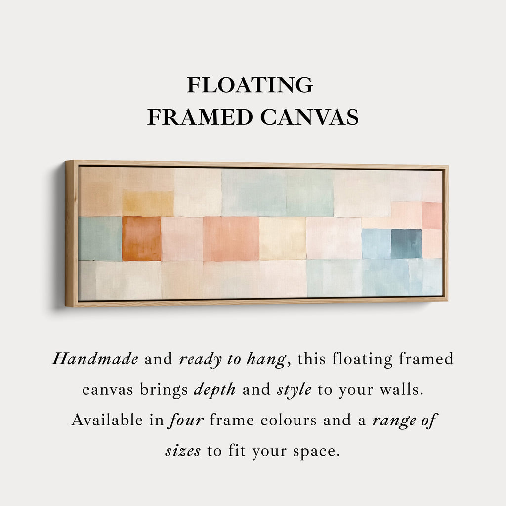 Abstract Pastel Long Framed Horizontal Canvas Wall Art