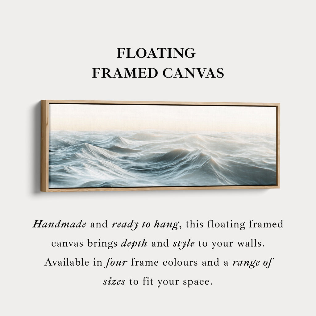 Ocean Waves Long Narrow Horizontal Wall Art Framed Canvas